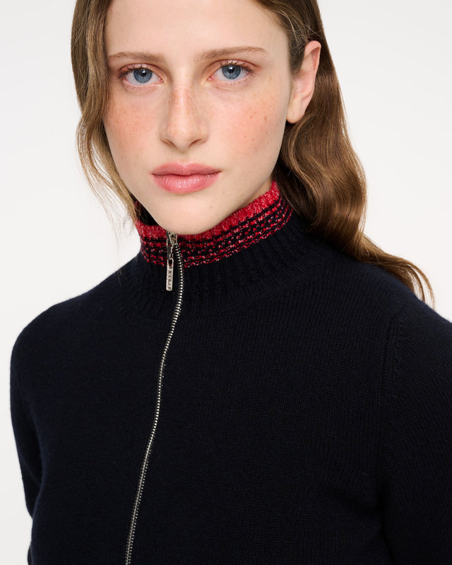 Cardigan zippé en cachemire chiné | Barrie - Barrie