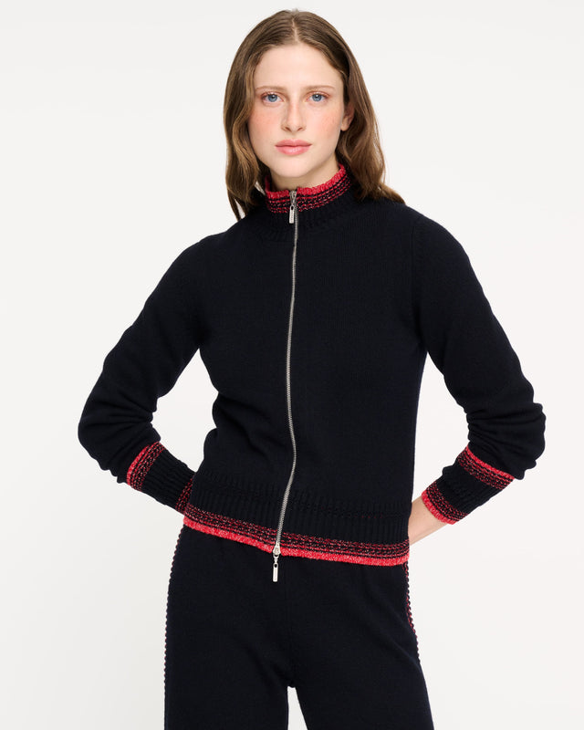 Mottled cashmere zip-up cardigan | Barrie - Barrie