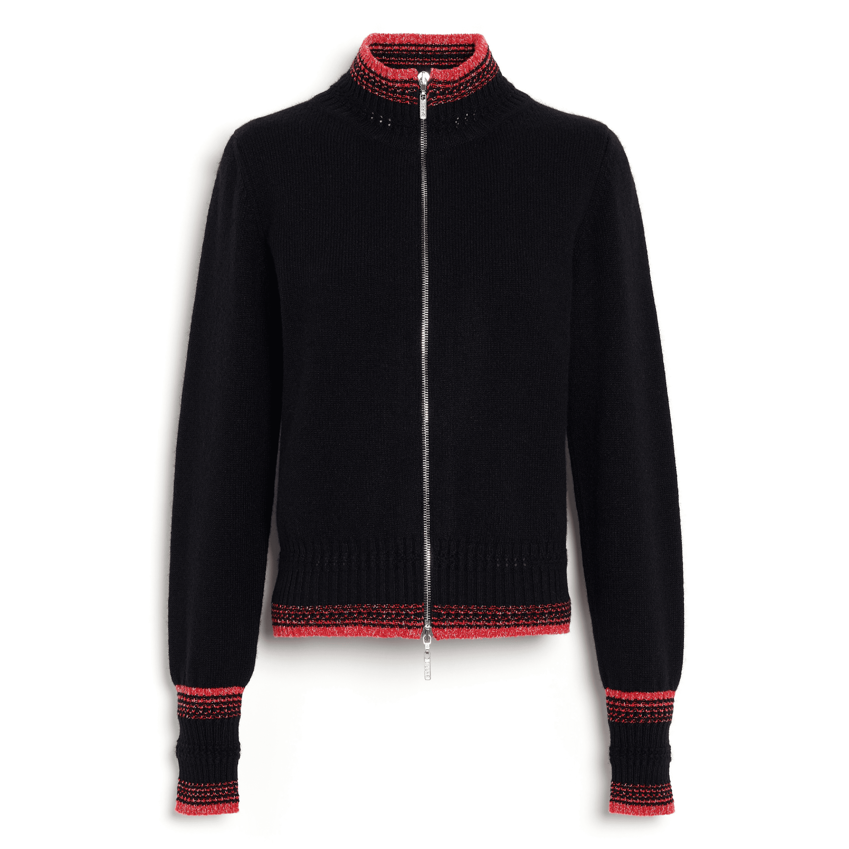 Mottled cashmere zip-up cardigan
