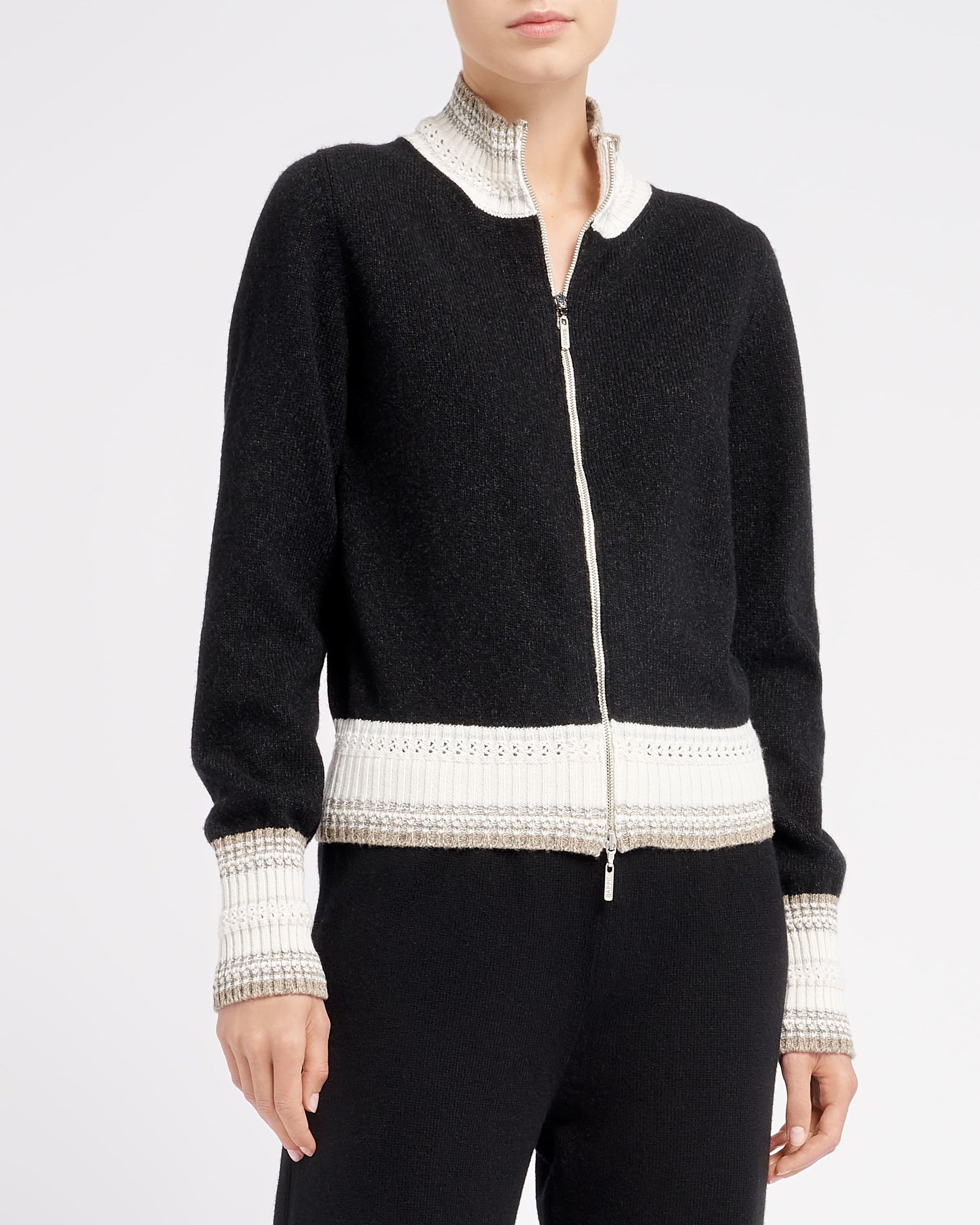 Mottled cashmere zip-up cardigan | Barrie - Barrie