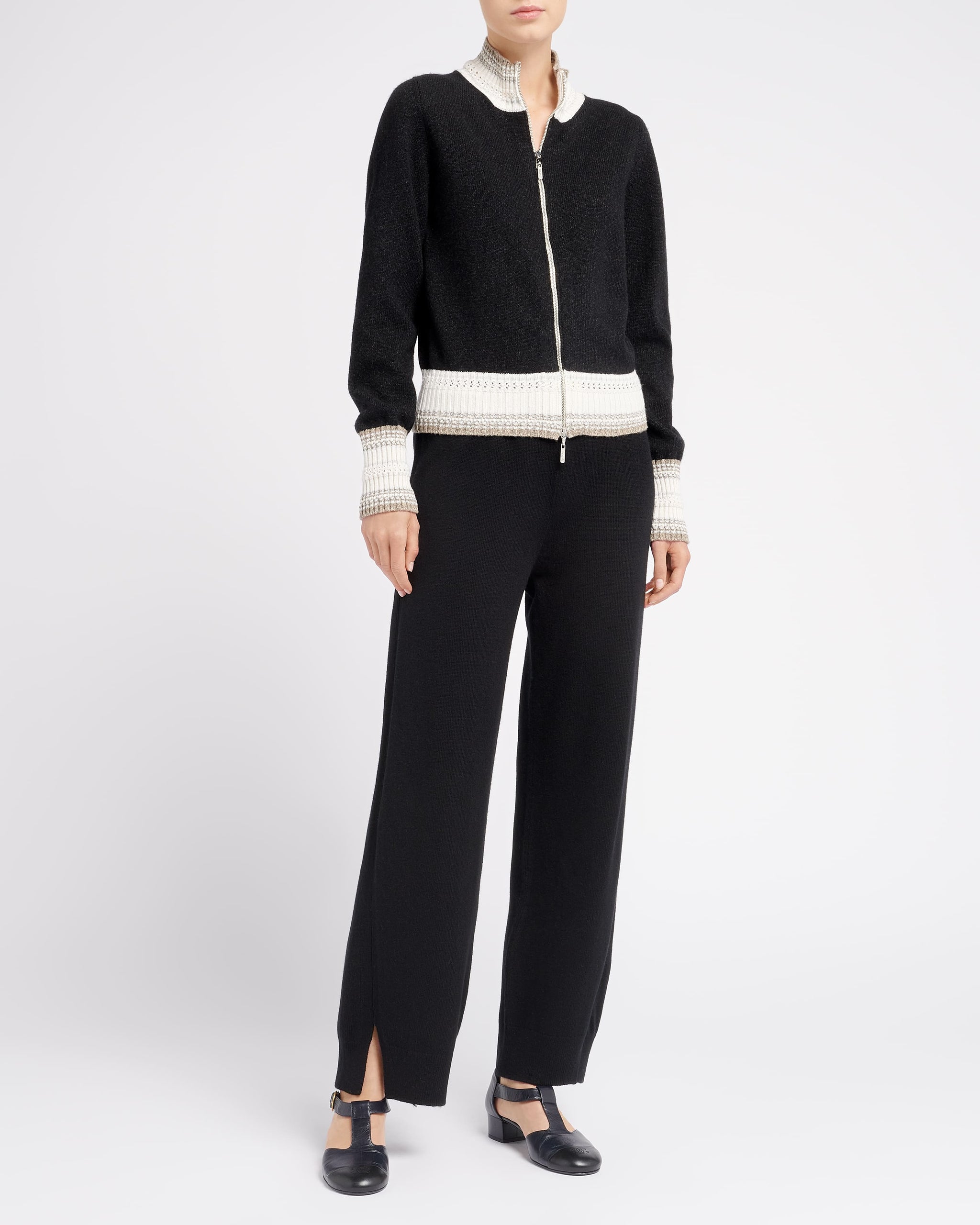 Mottled cashmere zip-up cardigan | Barrie - Barrie