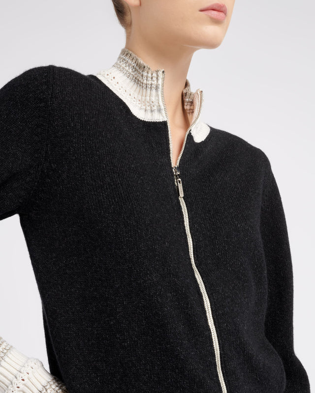 Mottled cashmere zip-up cardigan | Barrie - Barrie