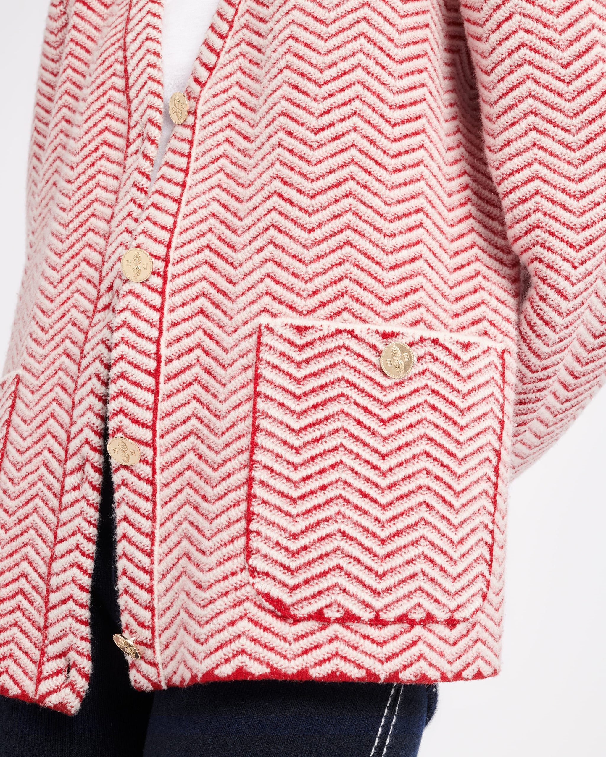 Cashmere, wool and silk tailored jacket with a chevron motif – Barrie.com