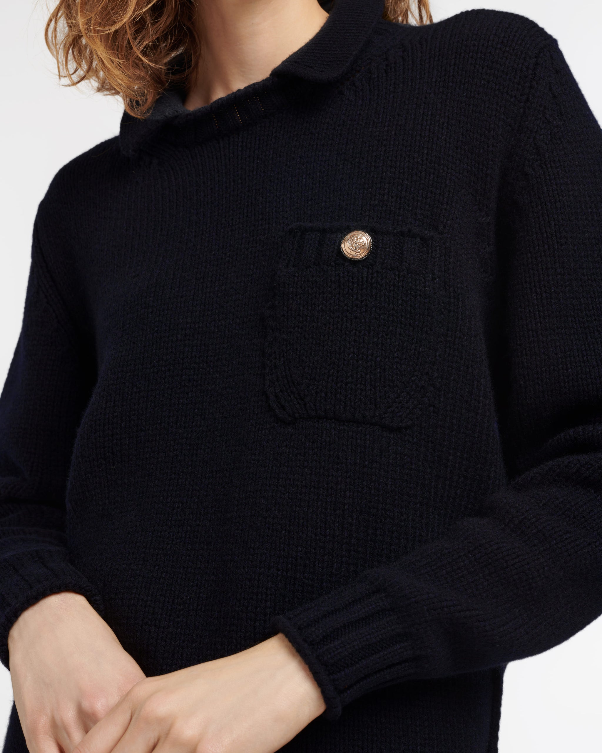 Chunky cashmere jumper with polo shirt collar | Barrie - Barrie