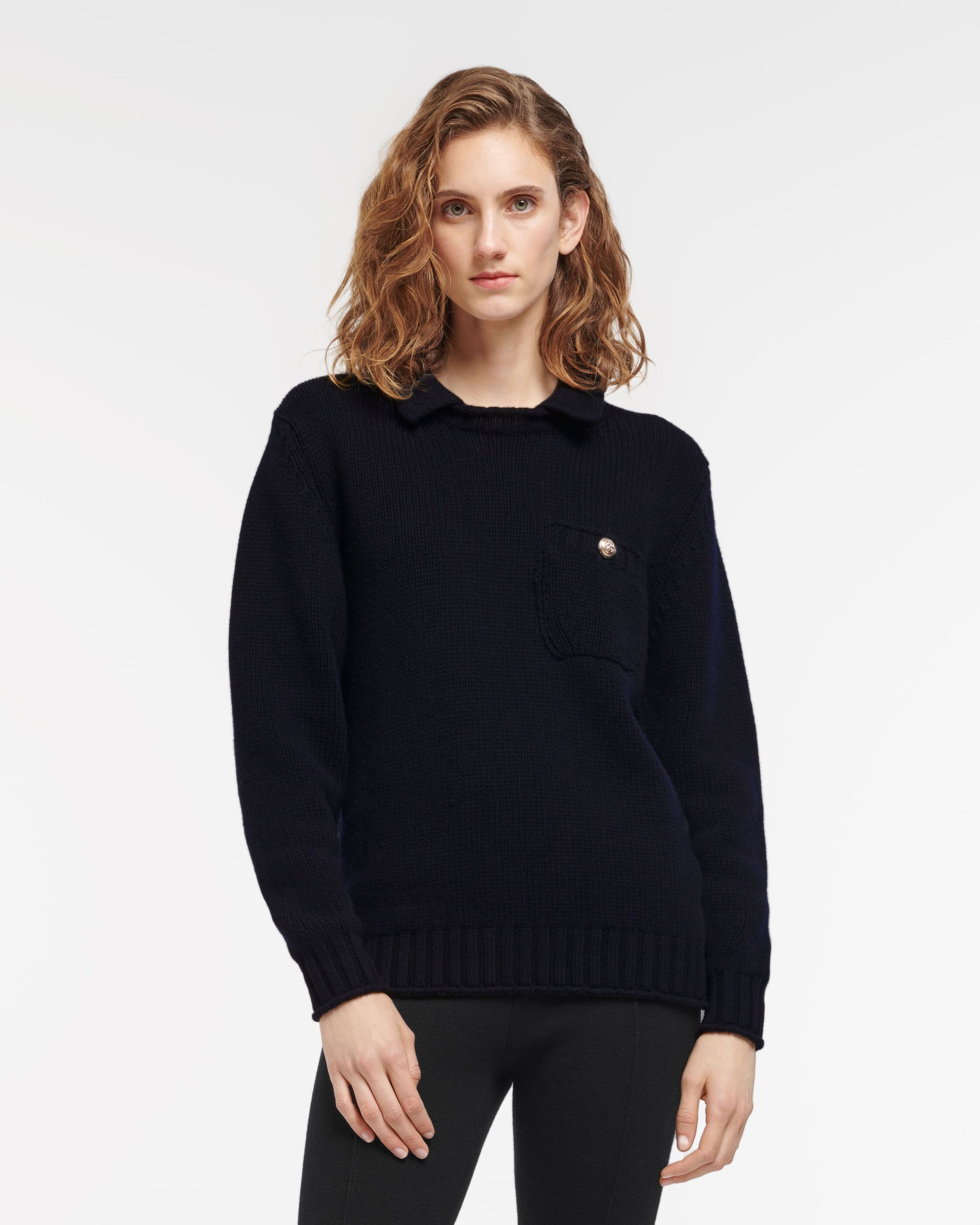 Chunky cashmere jumper with polo shirt collar | Barrie - Barrie