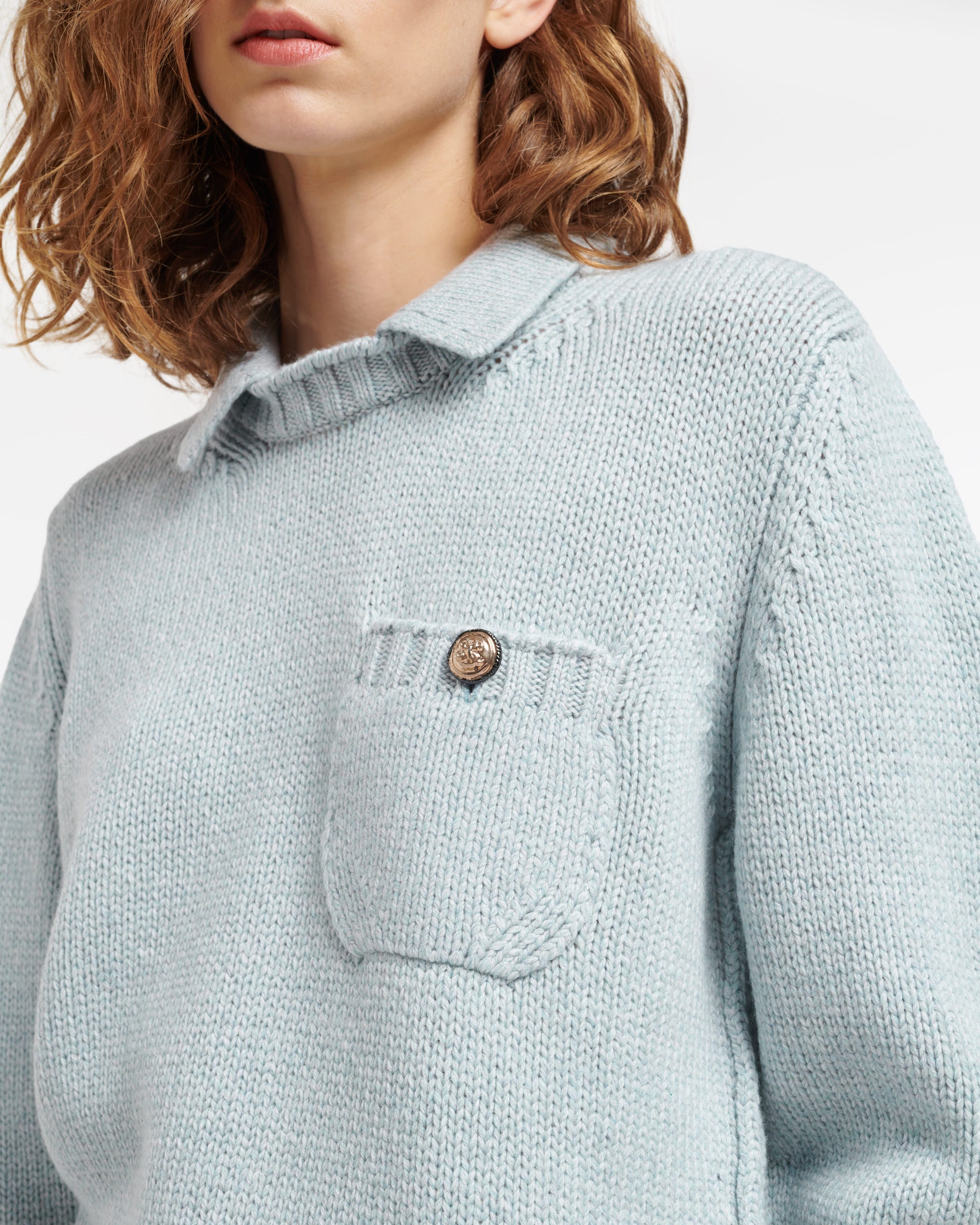 Chunky cashmere jumper with polo shirt collar | Barrie - Barrie