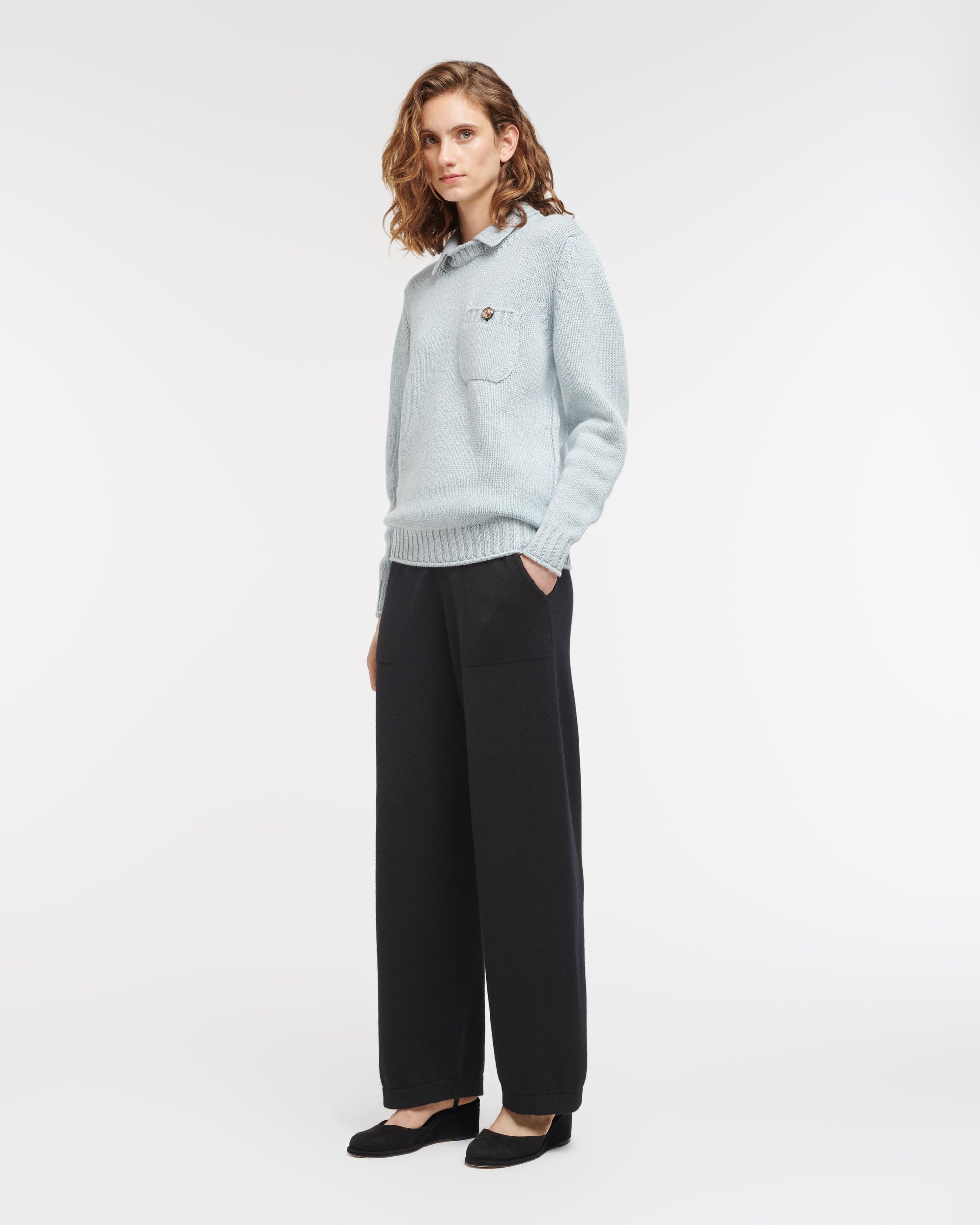 Chunky cashmere jumper with polo shirt collar | Barrie - Barrie