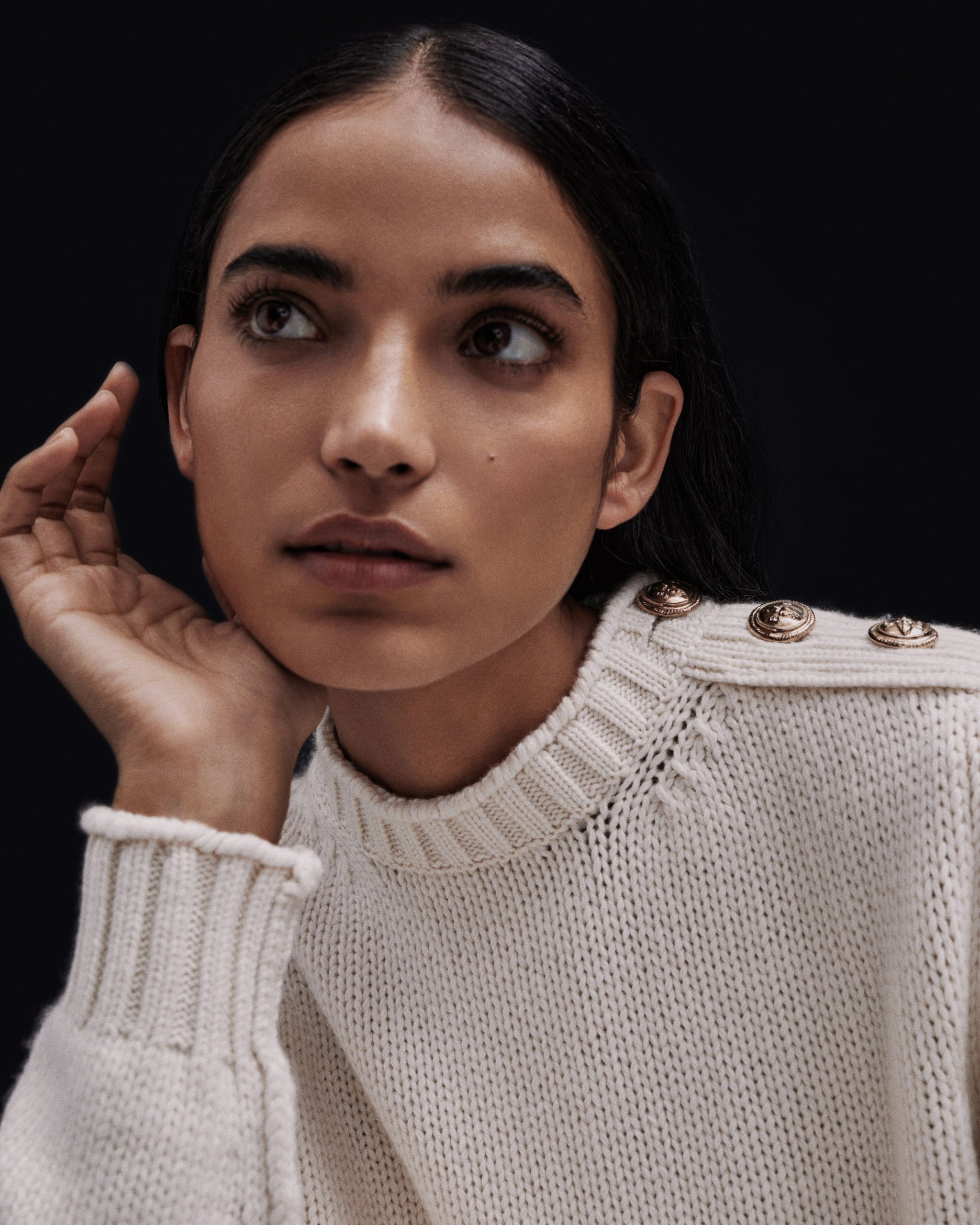 Pull épais en cachemire à boutons dorés | Barrie - Barrie