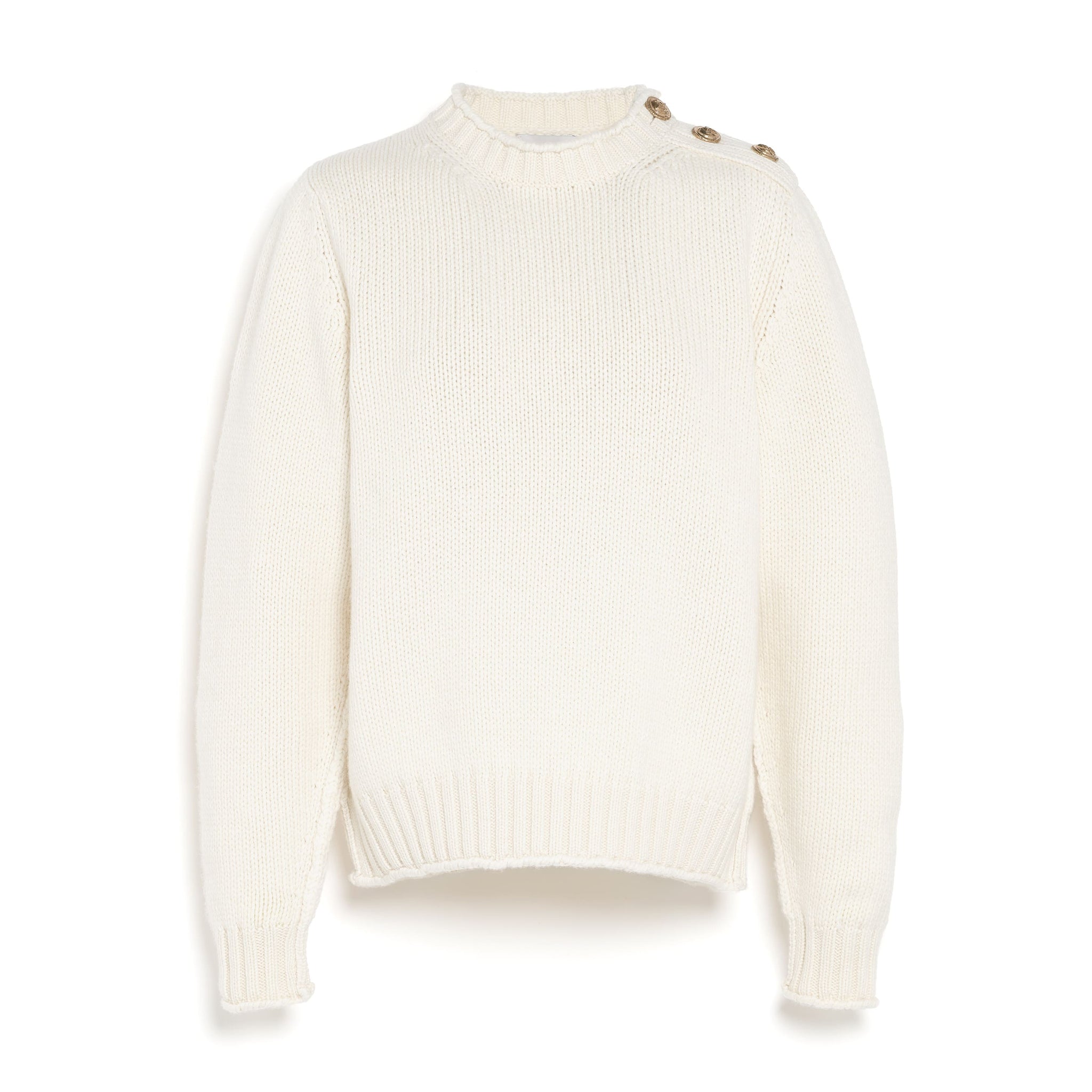 Jumper in chunky cashmere with gold buttons | Barrie - Barrie