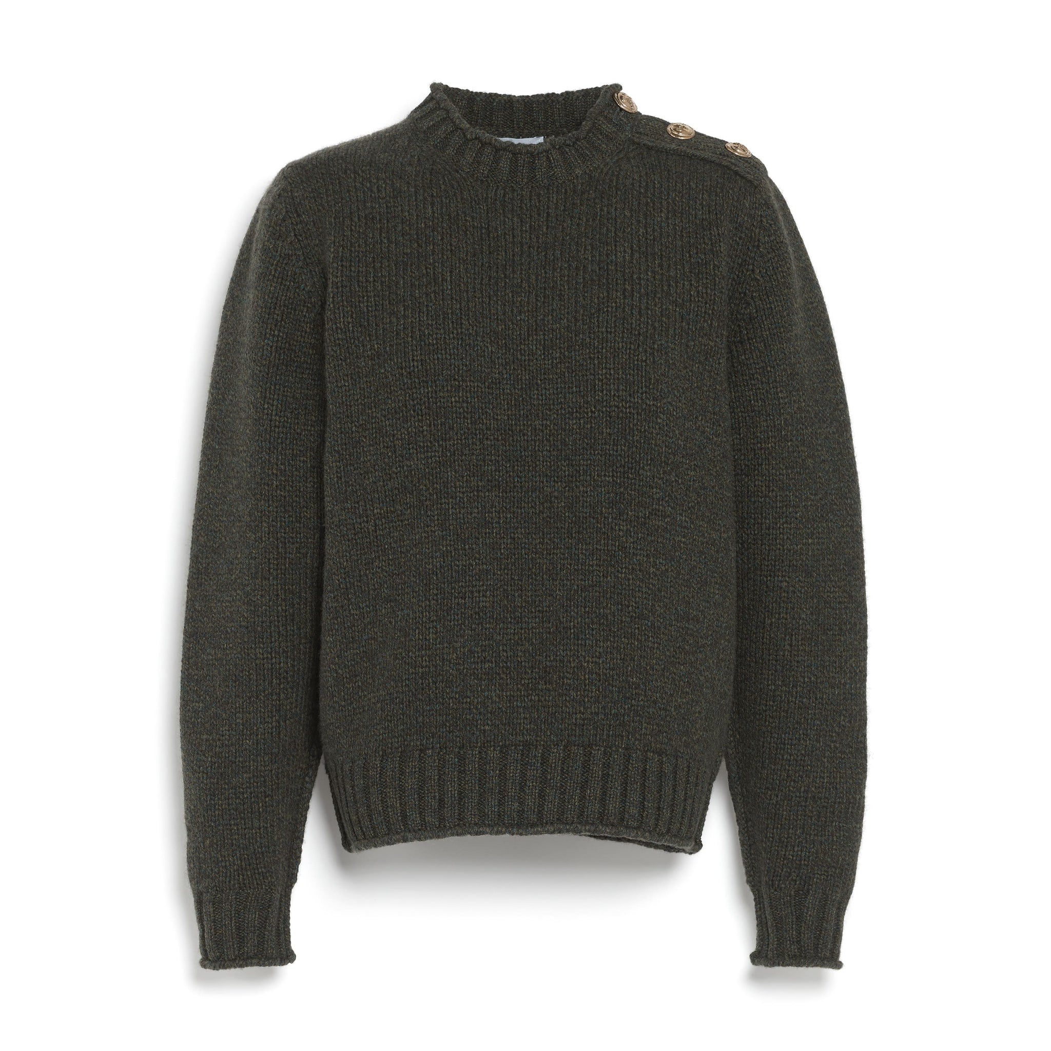 Jumper in chunky cashmere with gold buttons | Barrie - Barrie
