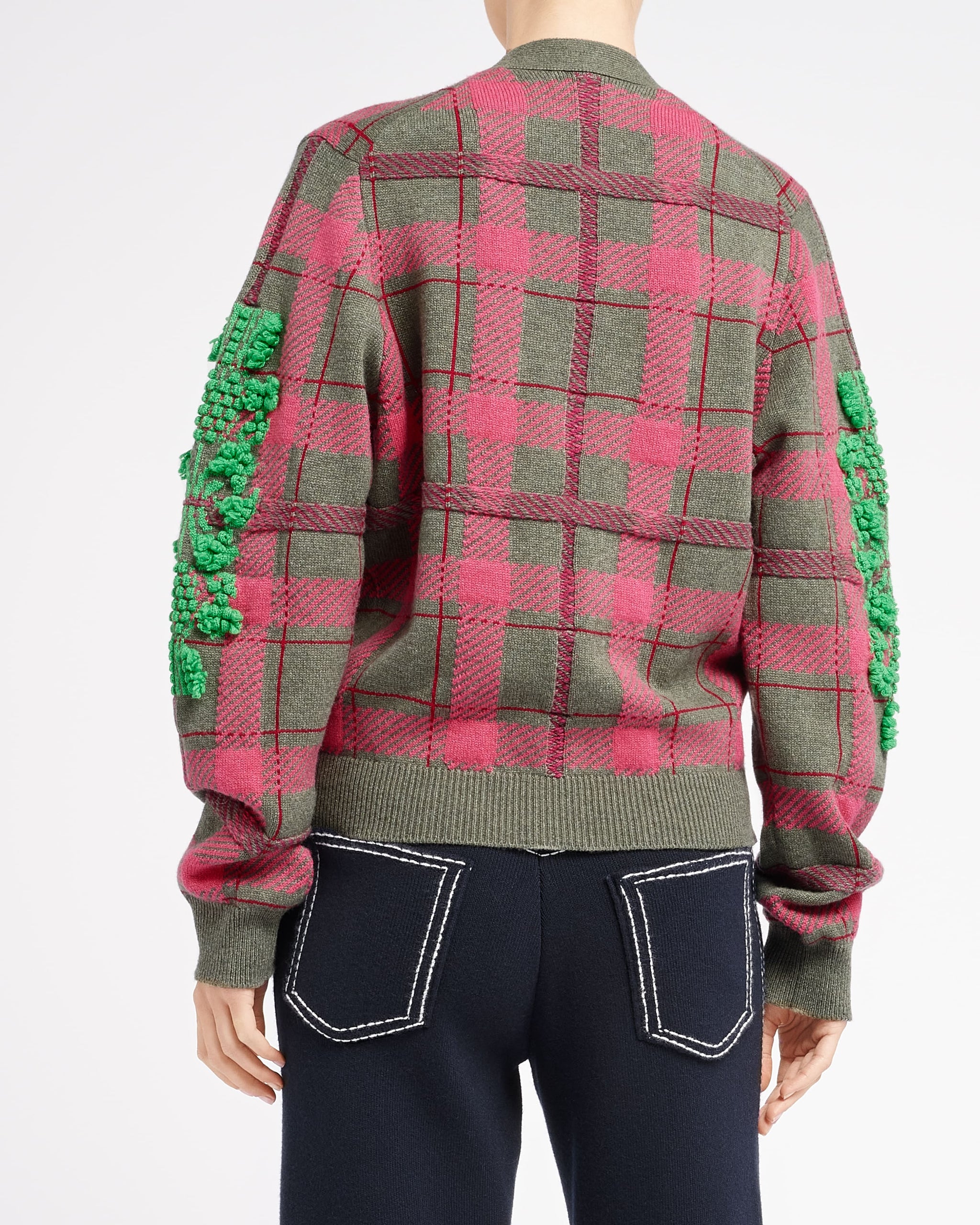 Cardigan en cachemire à motif tartan et logo B | Barrie - Barrie