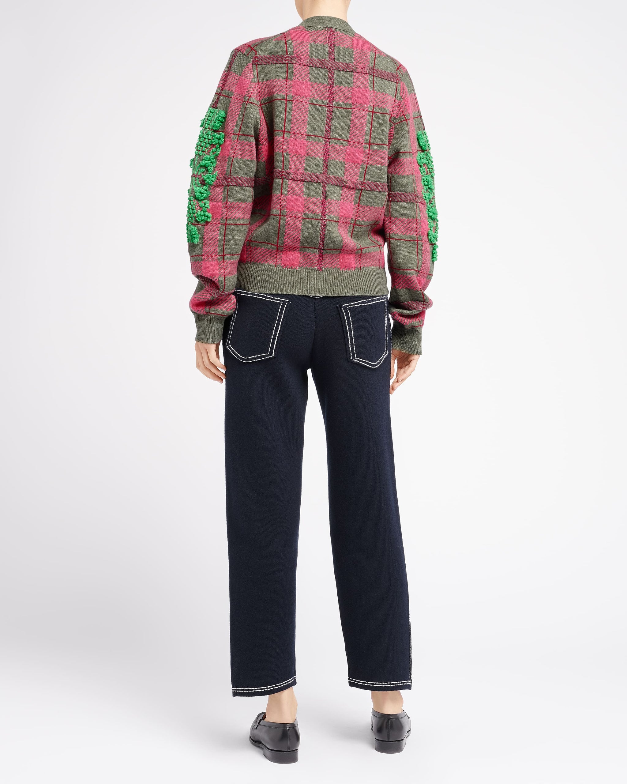 Cardigan en cachemire à motif tartan et logo B | Barrie - Barrie