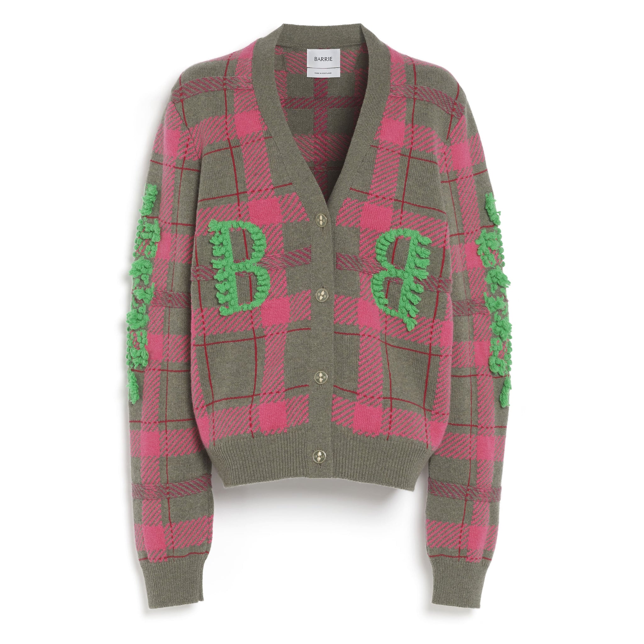 Cardigan en cachemire à motif tartan et logo B | Barrie - Barrie