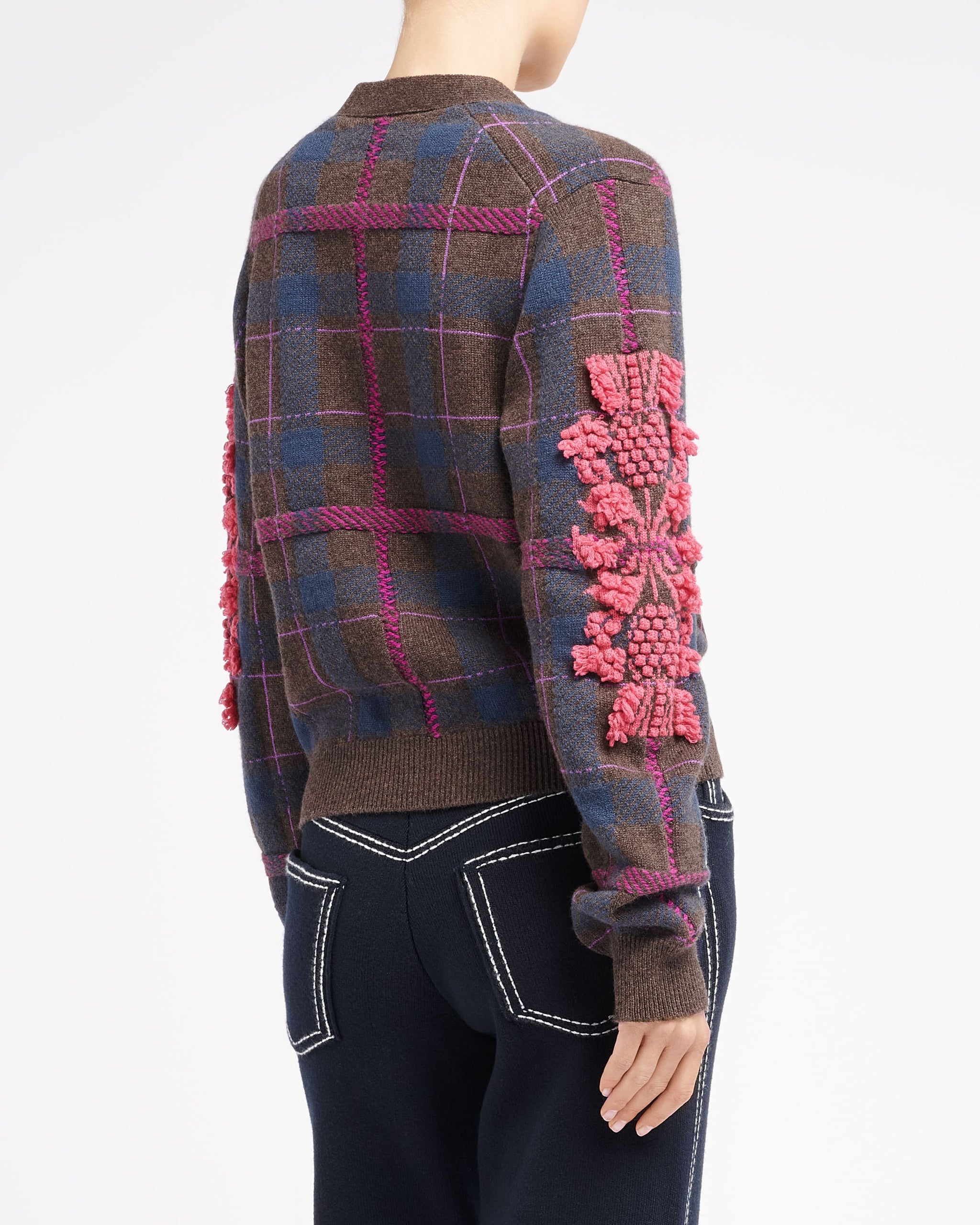 Cardigan en cachemire à motif tartan et logo B | Barrie - Barrie