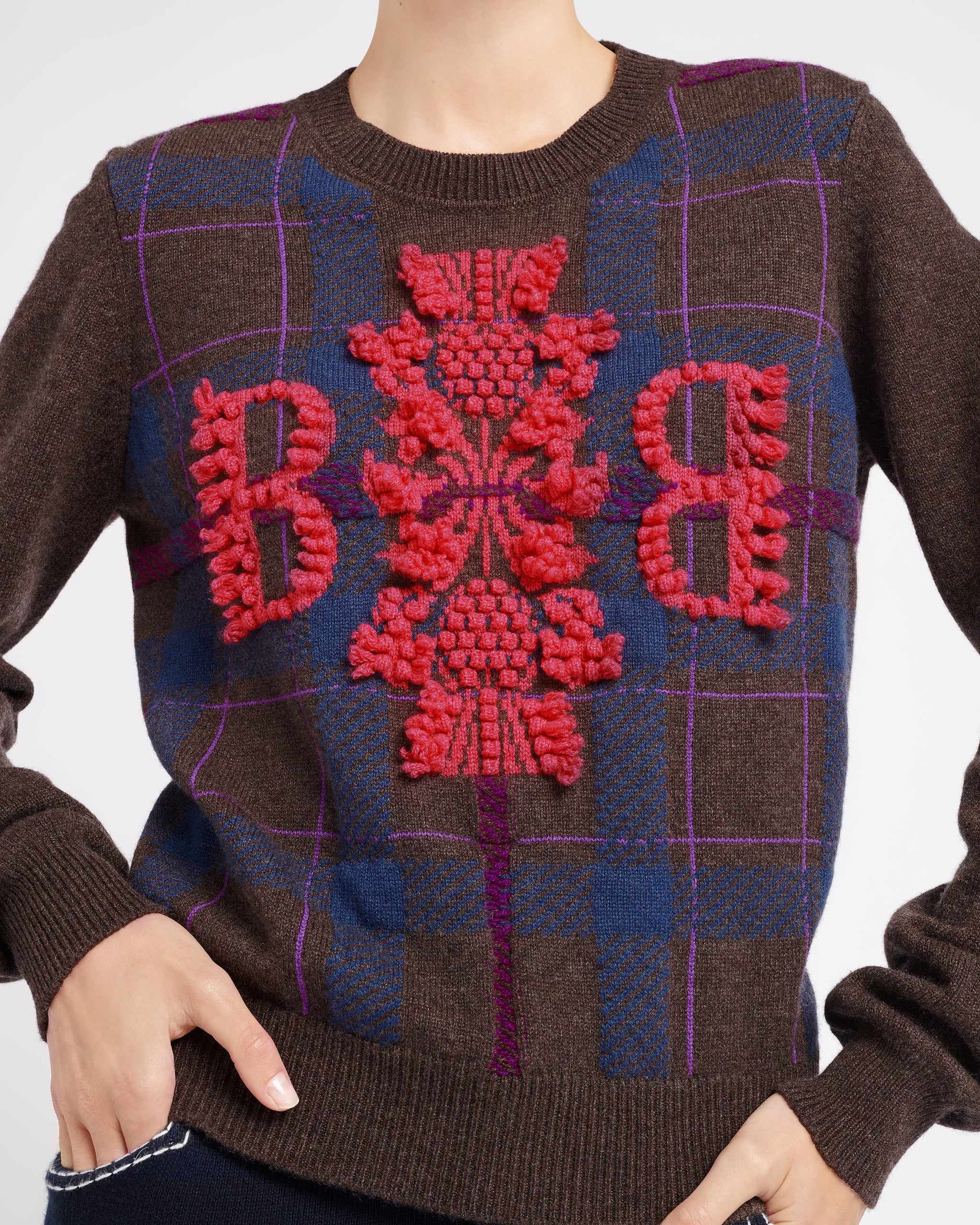 Pull en cachemire à motif tartan et logo 3D | Barrie - Barrie