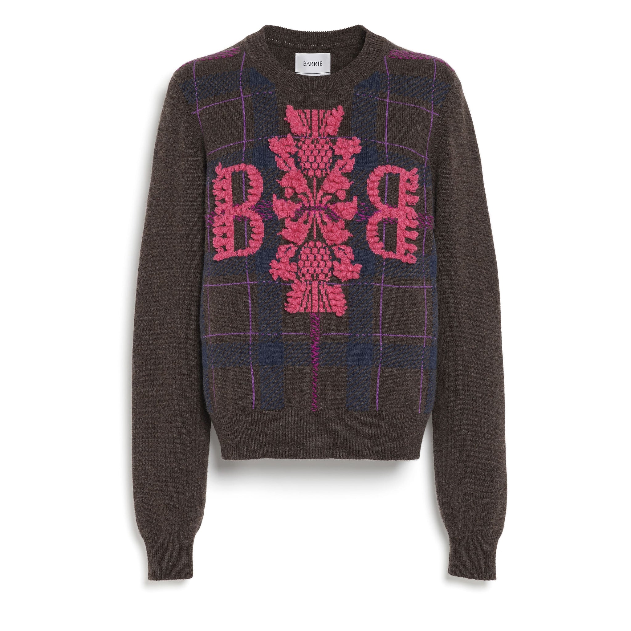 Pull en cachemire à motif tartan et logo 3D | Barrie - Barrie