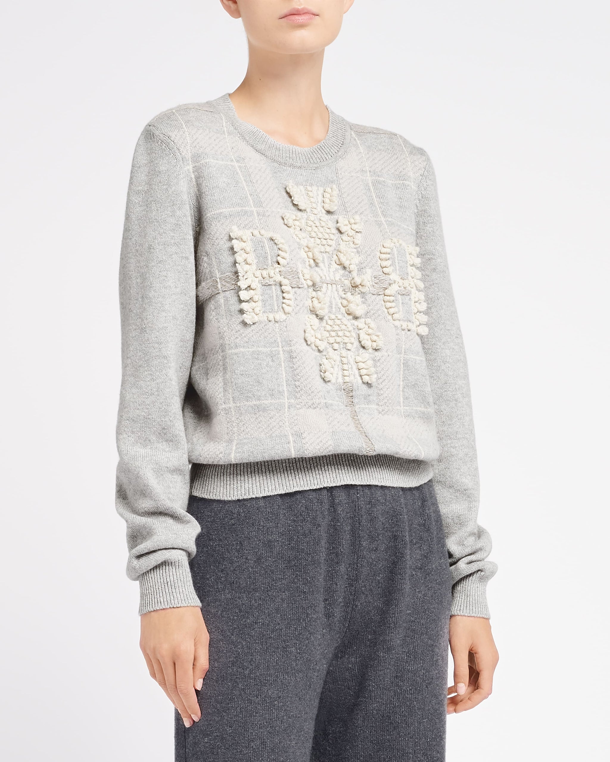 Pull en cachemire à motif tartan et logo 3D | Barrie - Barrie