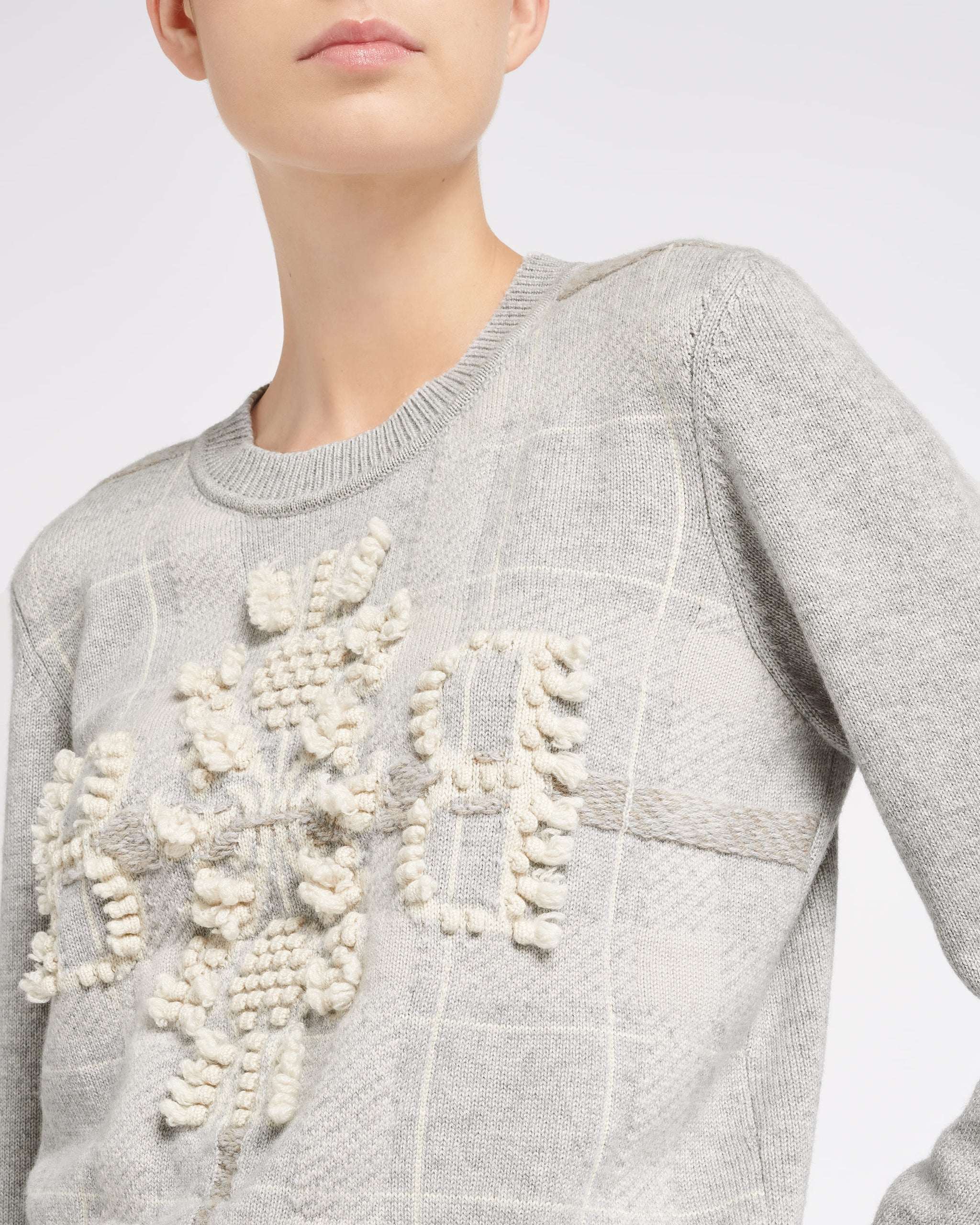 Pull en cachemire à motif tartan et logo 3D | Barrie - Barrie