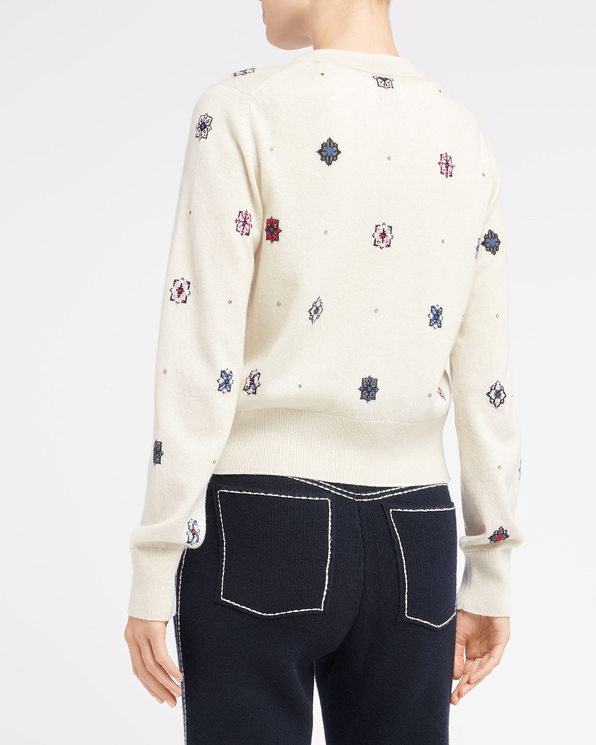 Cardigan en cachemire et coton à motif fleuri | Barrie - Barrie