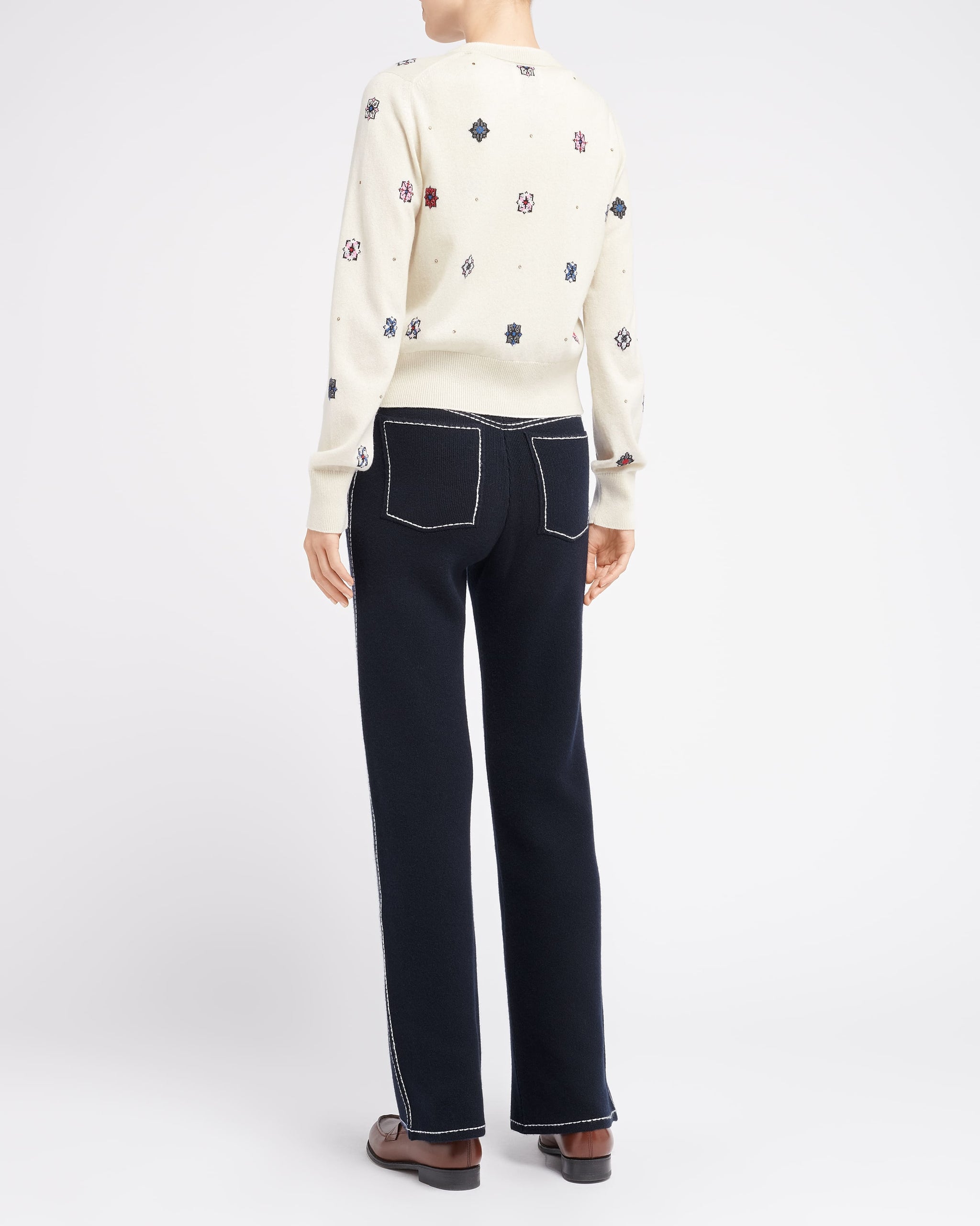 Cardigan en cachemire et coton à motif fleuri | Barrie - Barrie