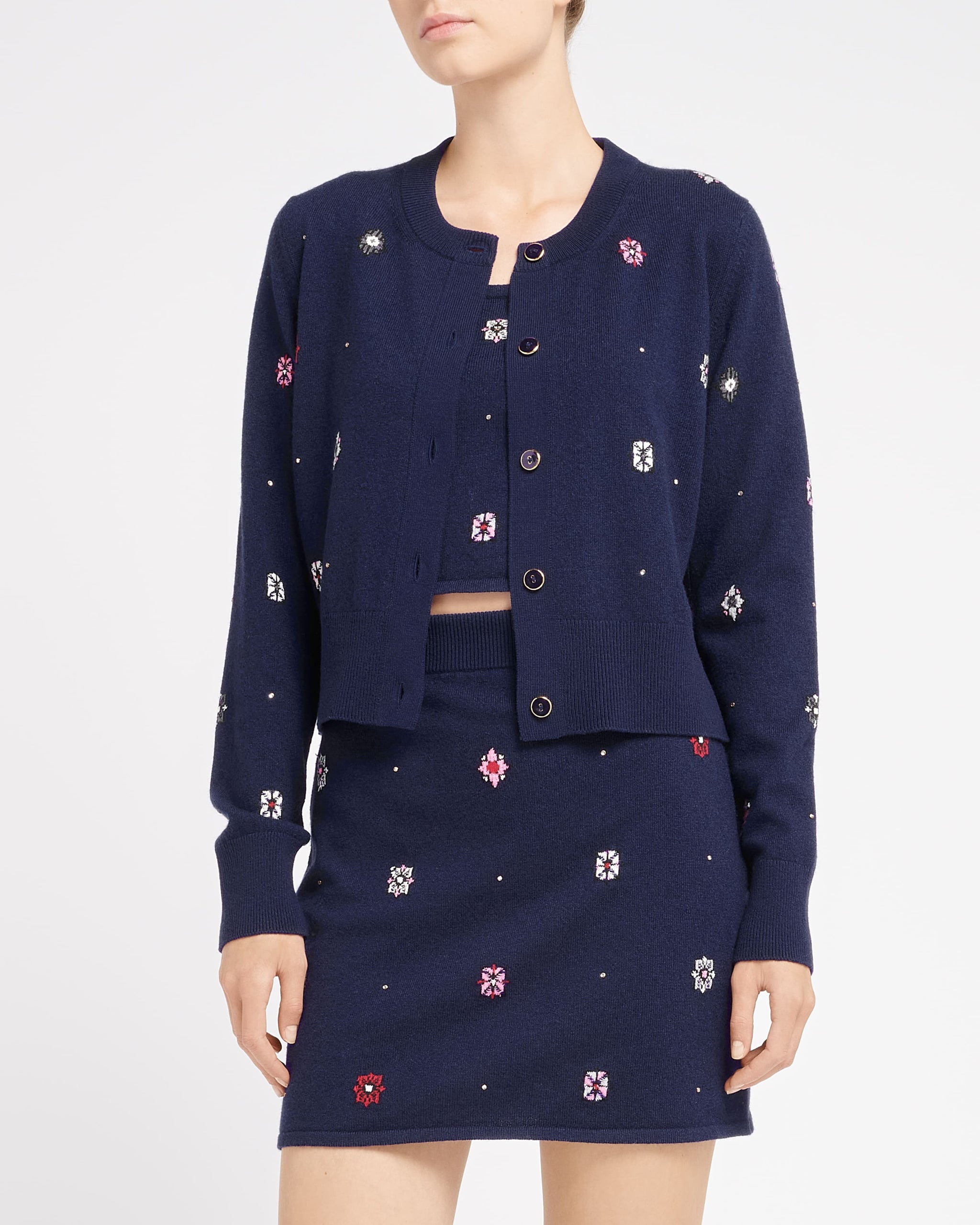 Cardigan en cachemire et coton à motif fleuri | Barrie - Barrie