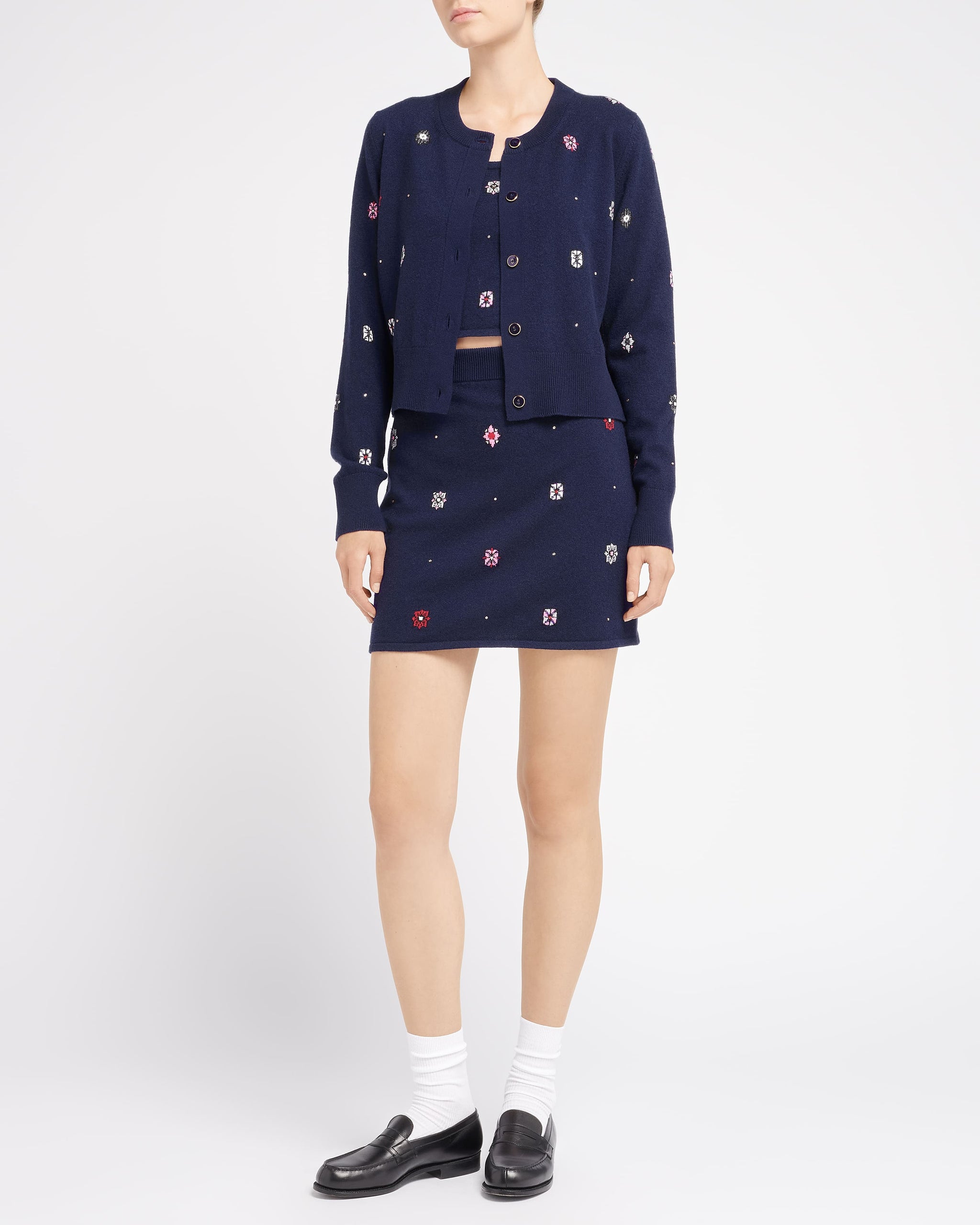 Cardigan en cachemire et coton à motif fleuri | Barrie - Barrie