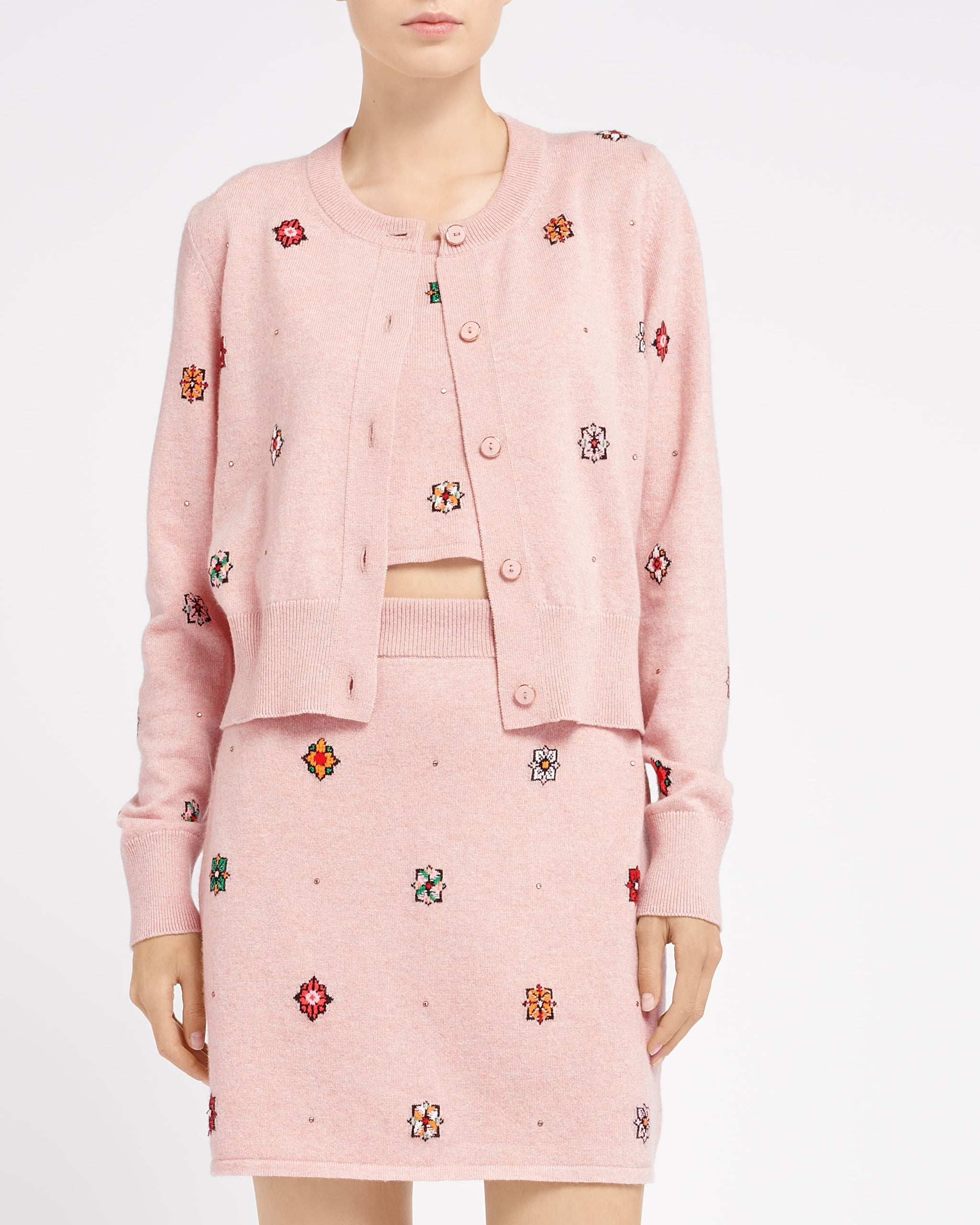 Cardigan en cachemire et coton à motif fleuri | Barrie - Barrie