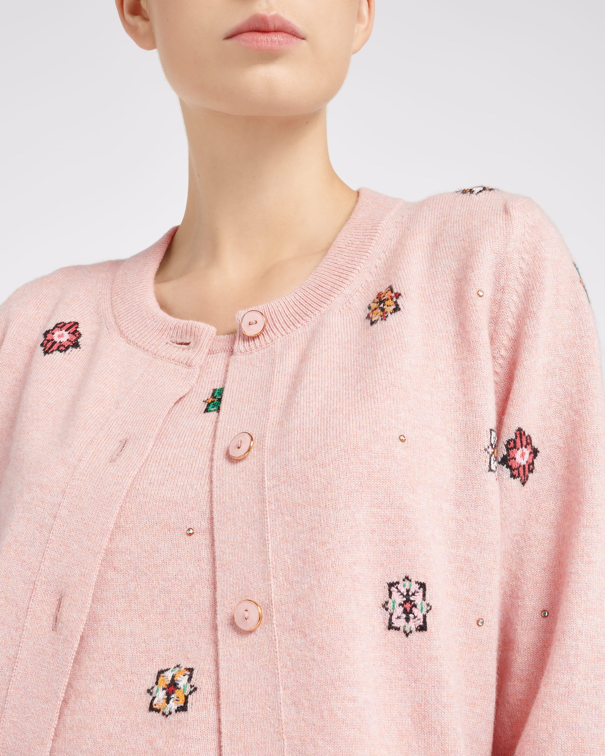 Cardigan en cachemire et coton à motif fleuri | Barrie - Barrie