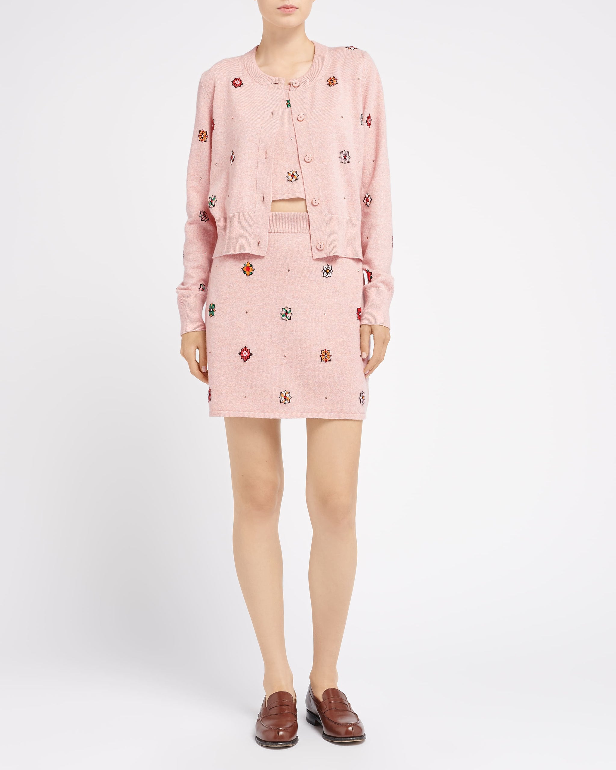 Cardigan en cachemire et coton à motif fleuri | Barrie - Barrie