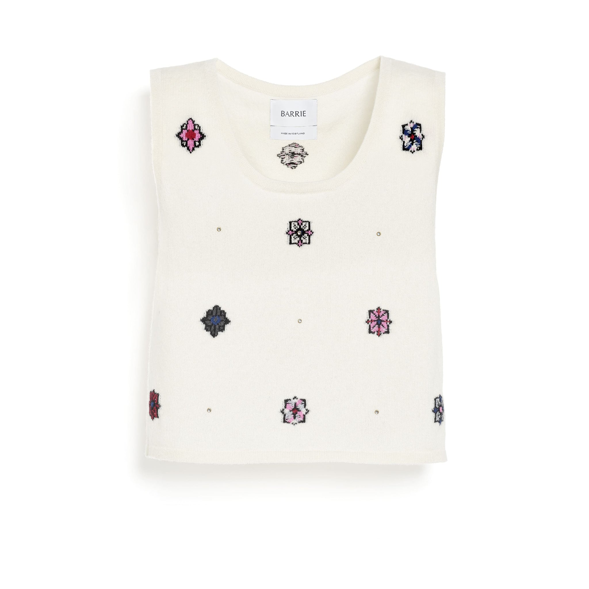 Top court en cachemire et coton à motif fleuri | Barrie - Barrie