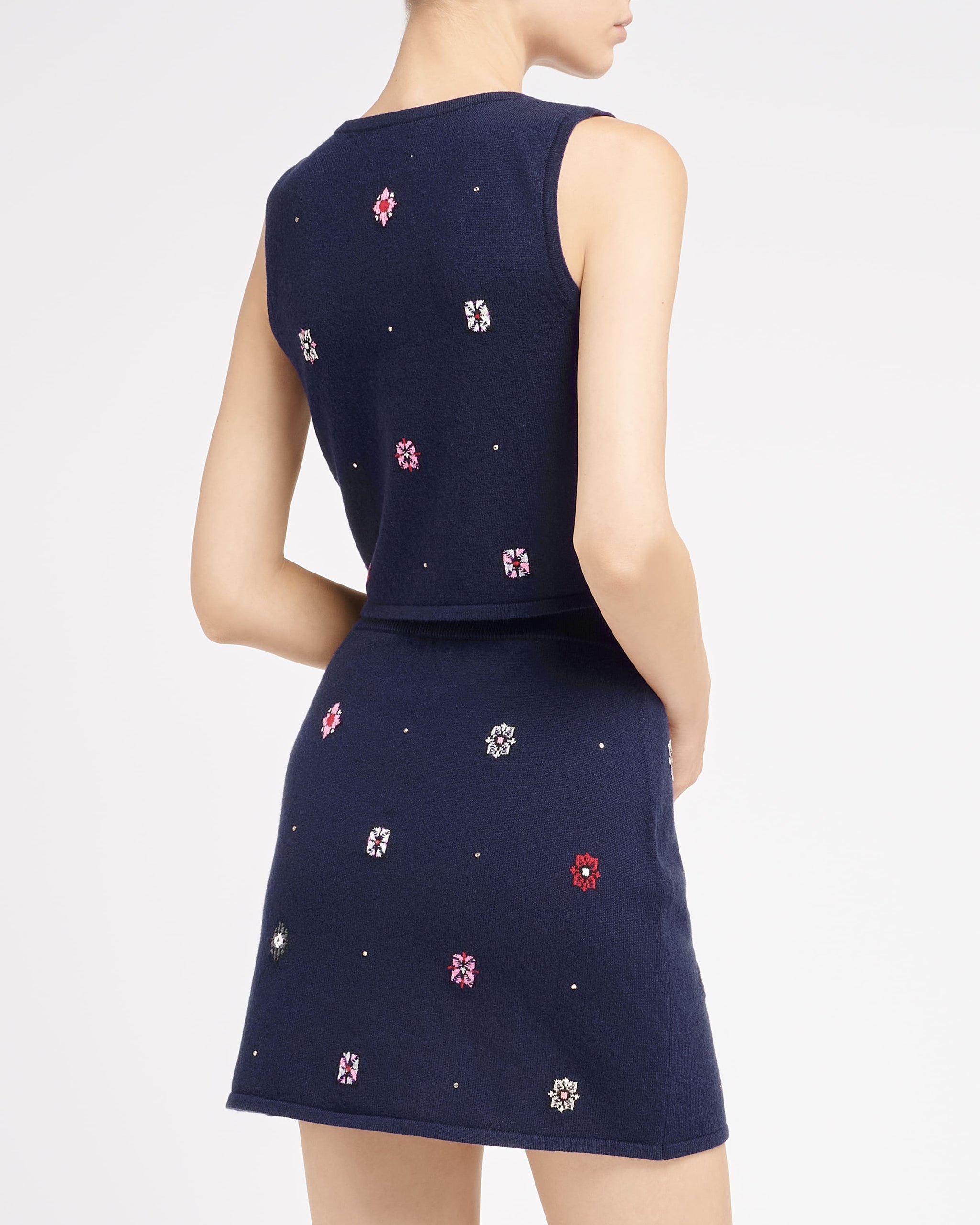 Top court en cachemire et coton à motif fleuri | Barrie - Barrie