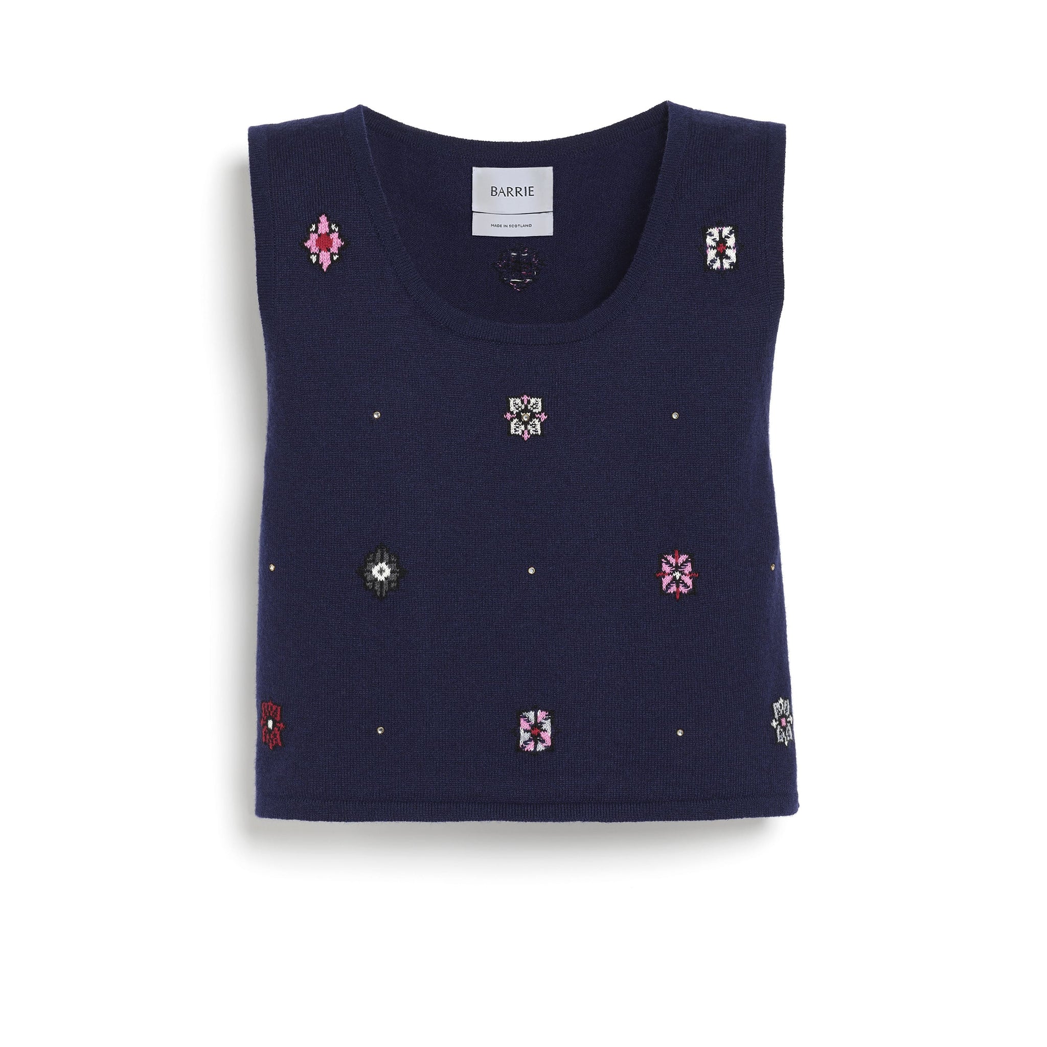 Top court en cachemire et coton à motif fleuri | Barrie - Barrie