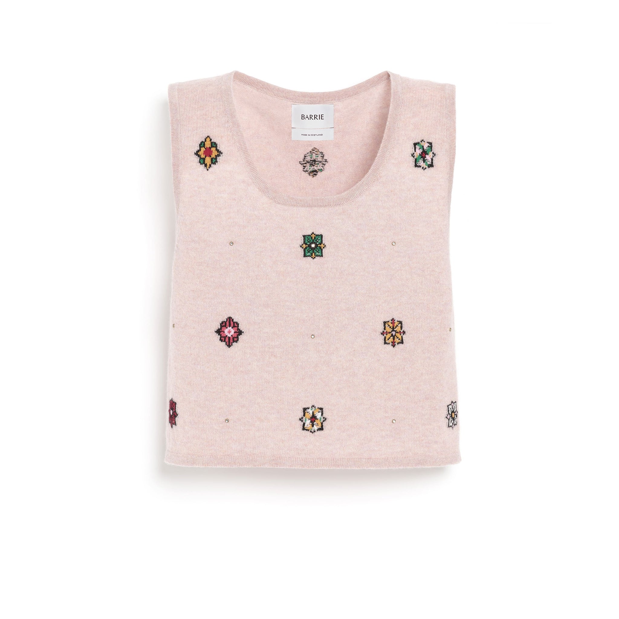 Top court en cachemire et coton à motif fleuri | Barrie - Barrie