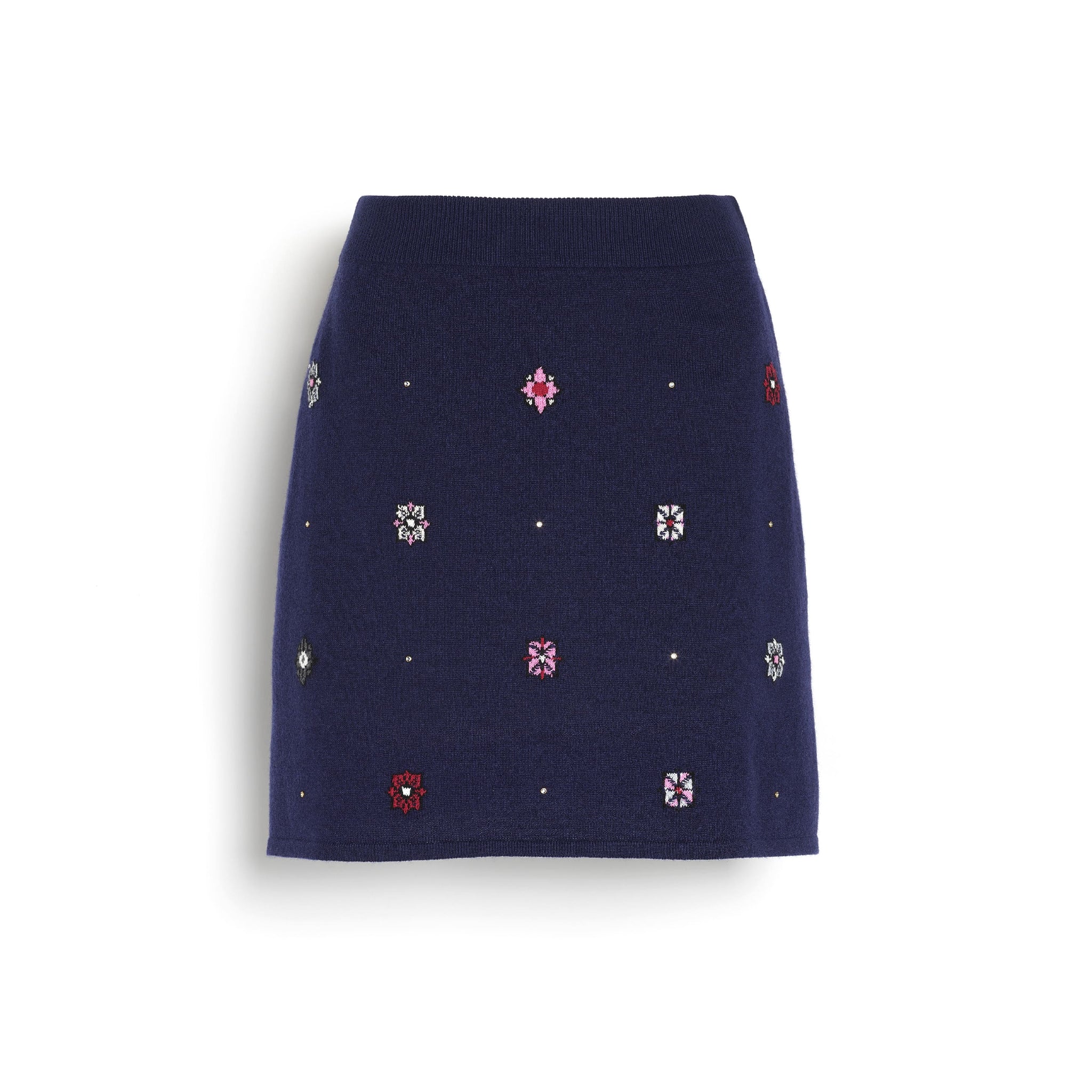 Jupe courte en cachemire et coton à motif fleuri | Barrie - Barrie