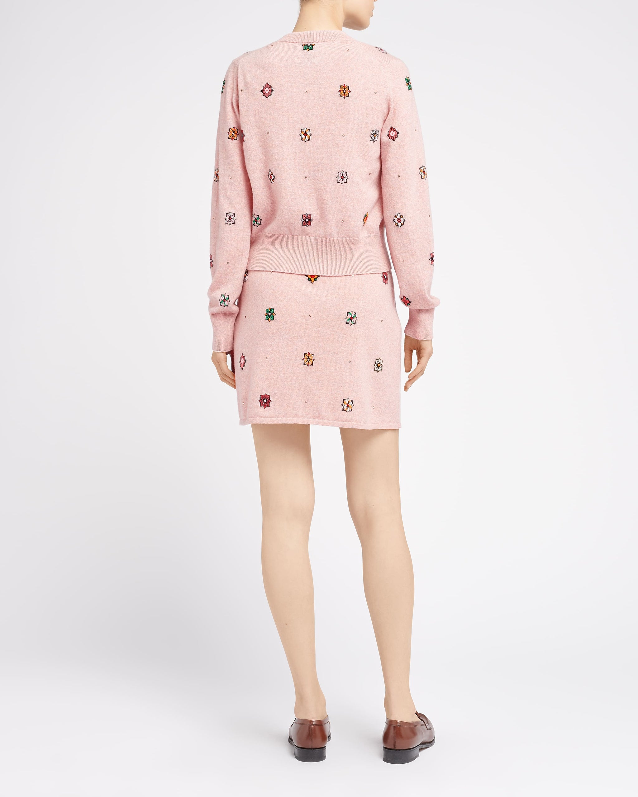 Jupe courte en cachemire et coton à motif fleuri | Barrie - Barrie