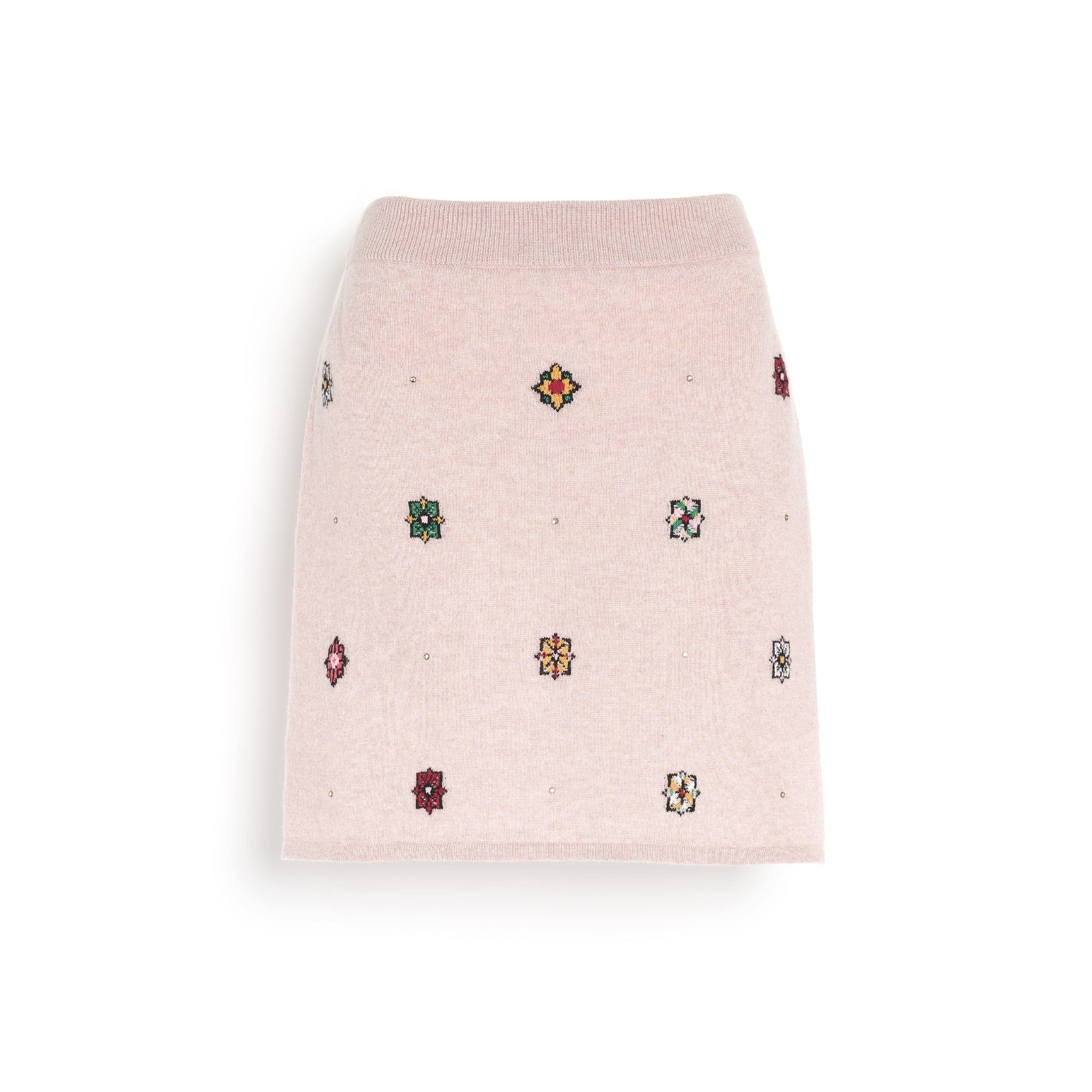 Jupe courte en cachemire et coton à motif fleuri | Barrie - Barrie