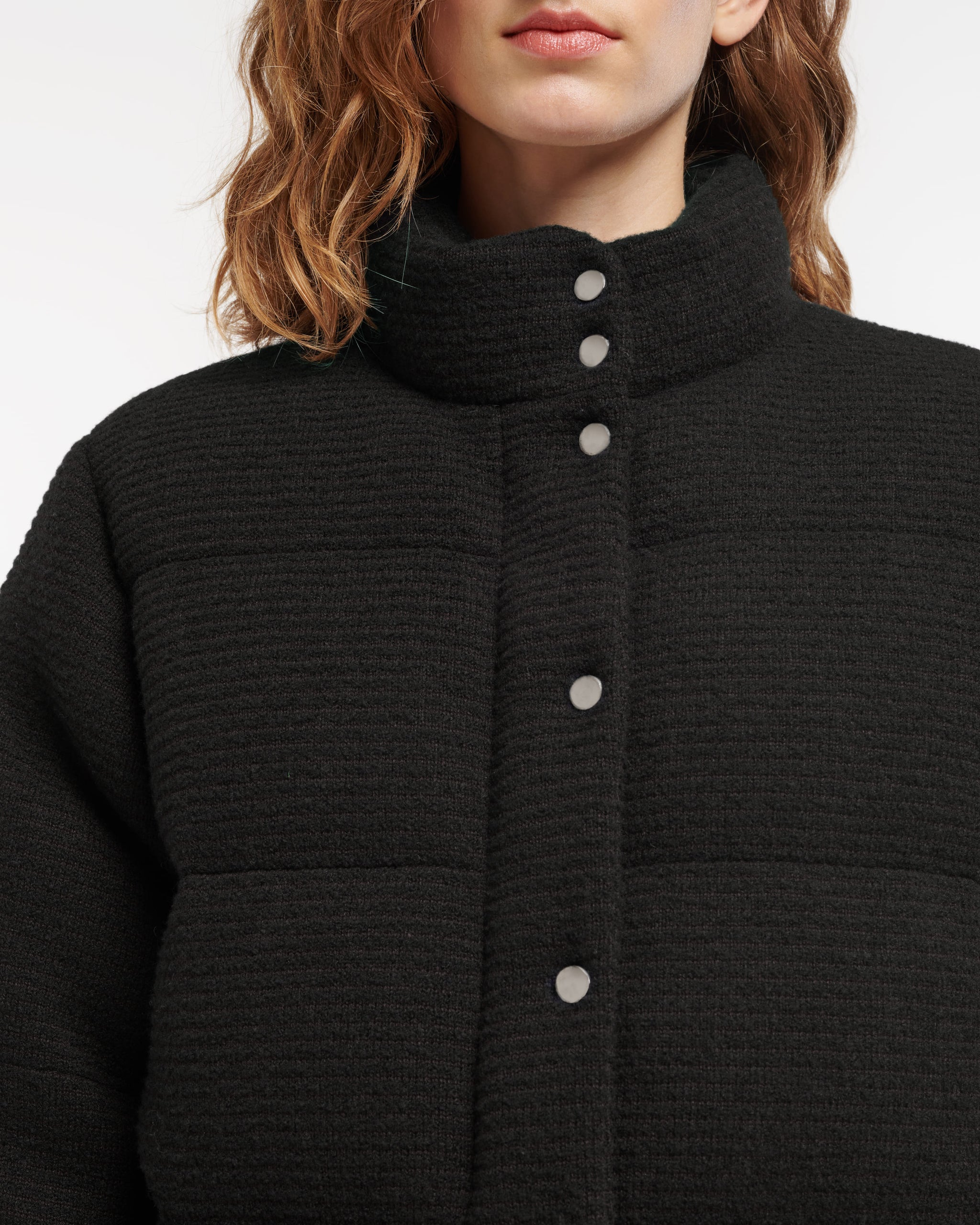 Down jacket in cashmere, wool and silk with thin stripes | Barrie - Barrie