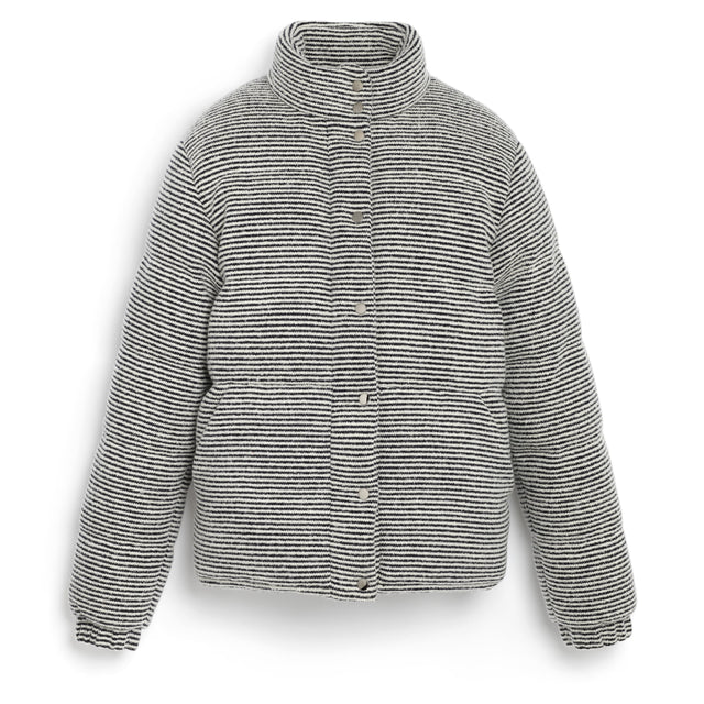 Down jacket in cashmere, wool and silk with thin stripes | Barrie - Barrie