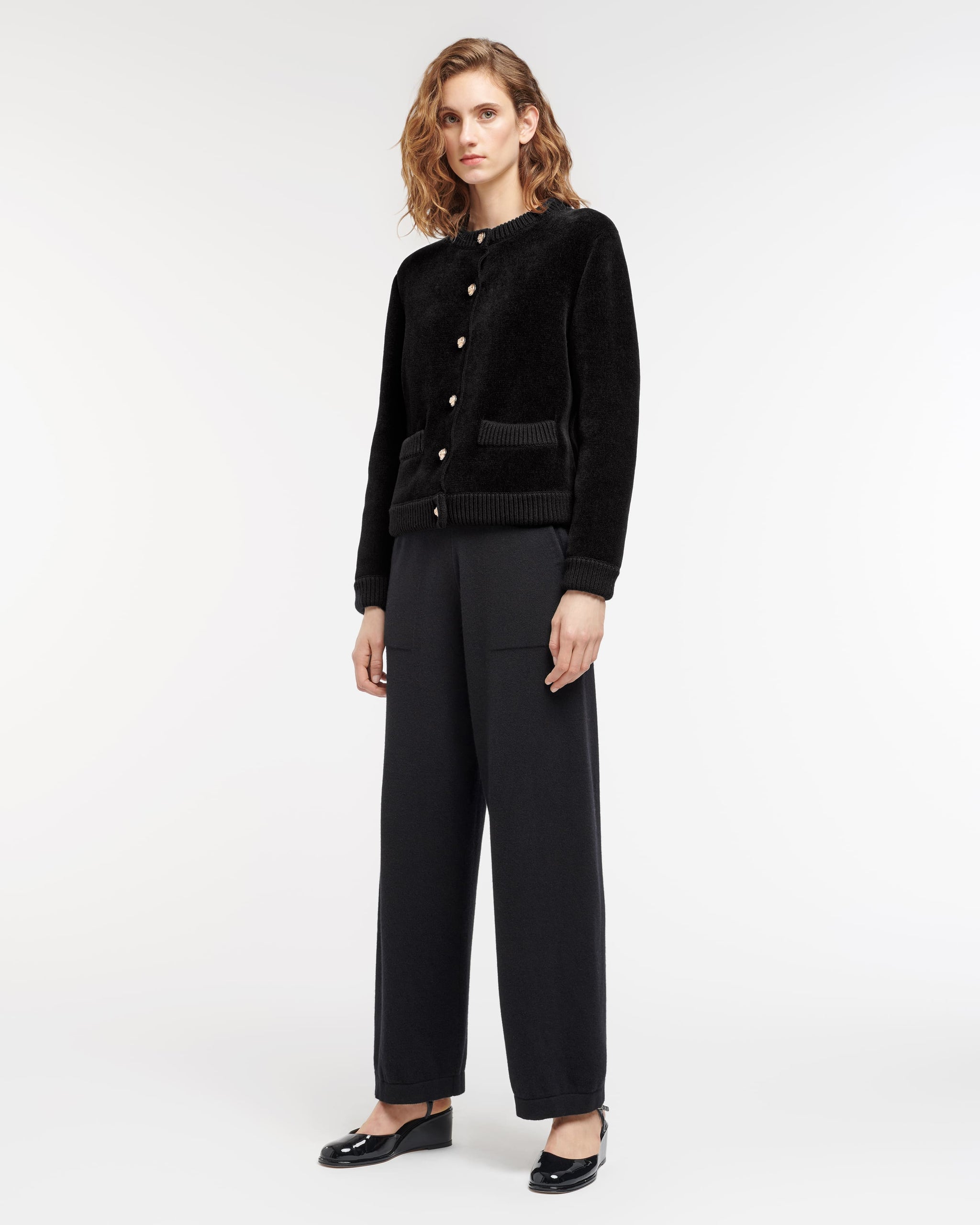 Cardigan en cachemire et coton effet velours | Barrie - Barrie