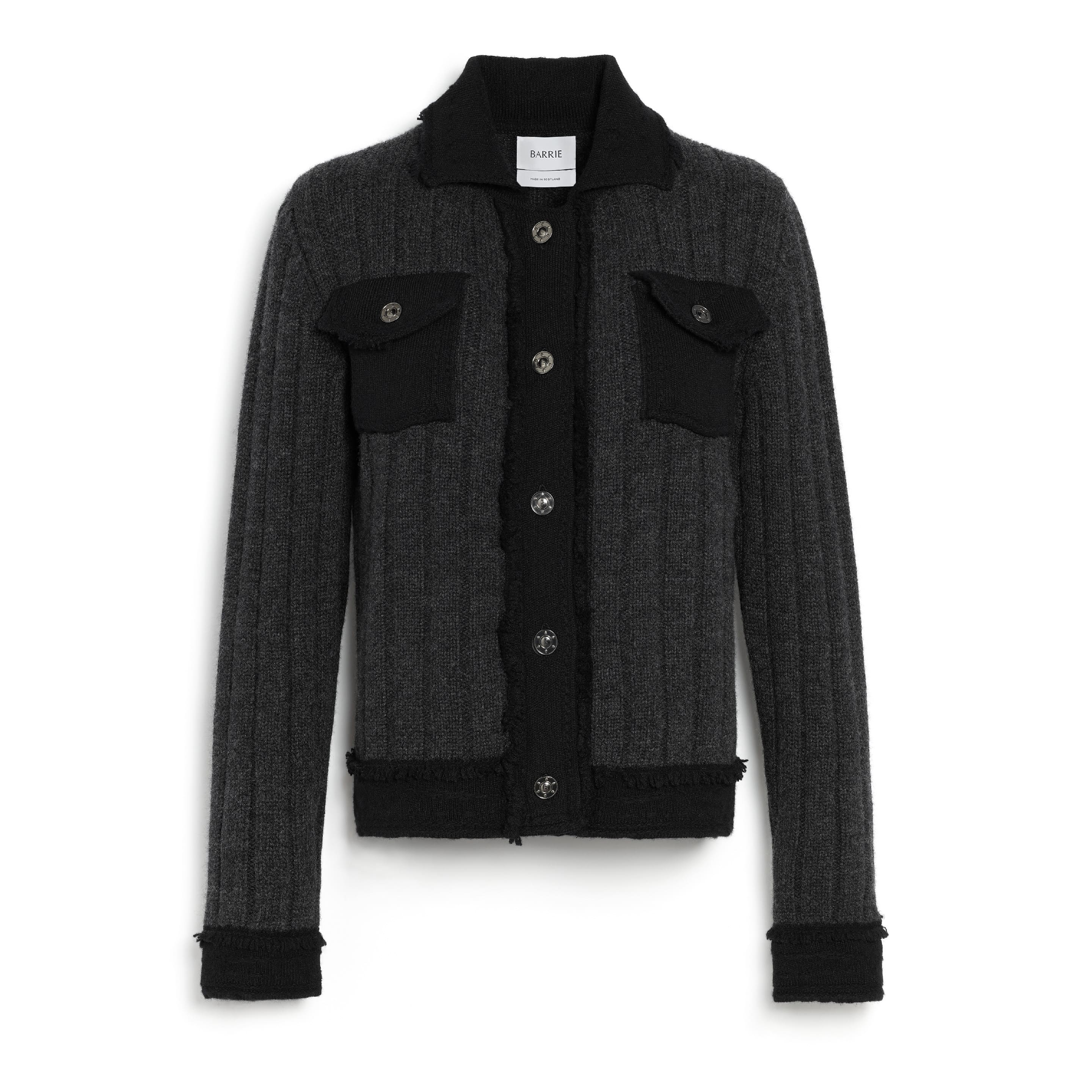 Denim jacket in ribbed knit