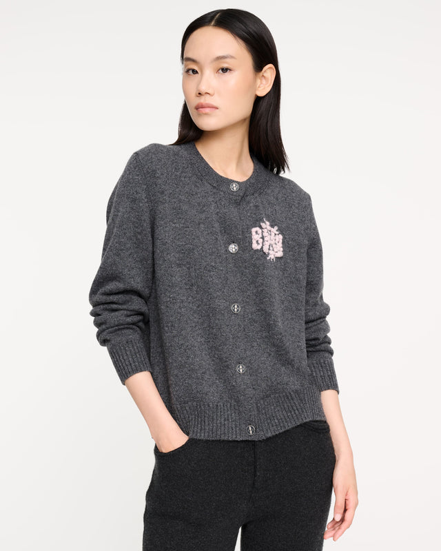 Marled cashmere cardigan with B logo | Barrie - Barrie