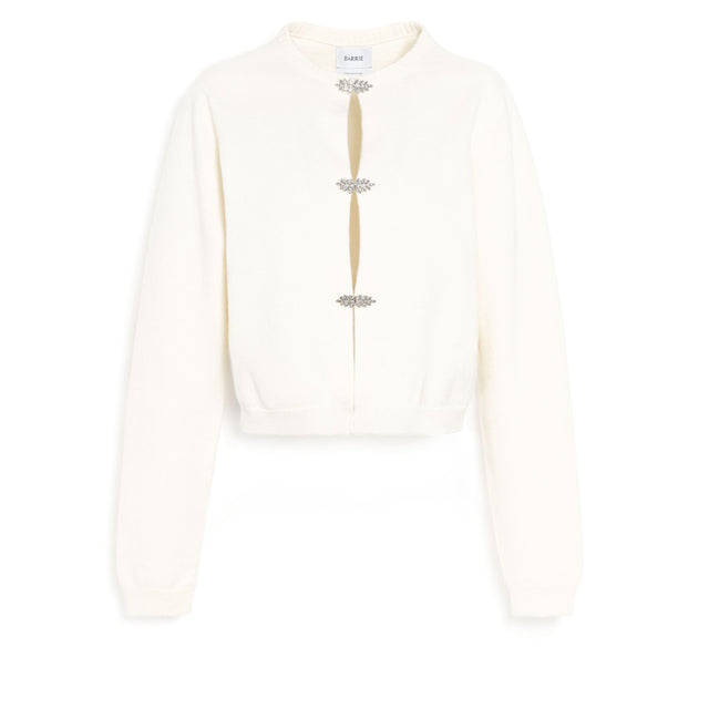 Cashmere cardigan with tone-on-tone gem details | Barrie - Barrie