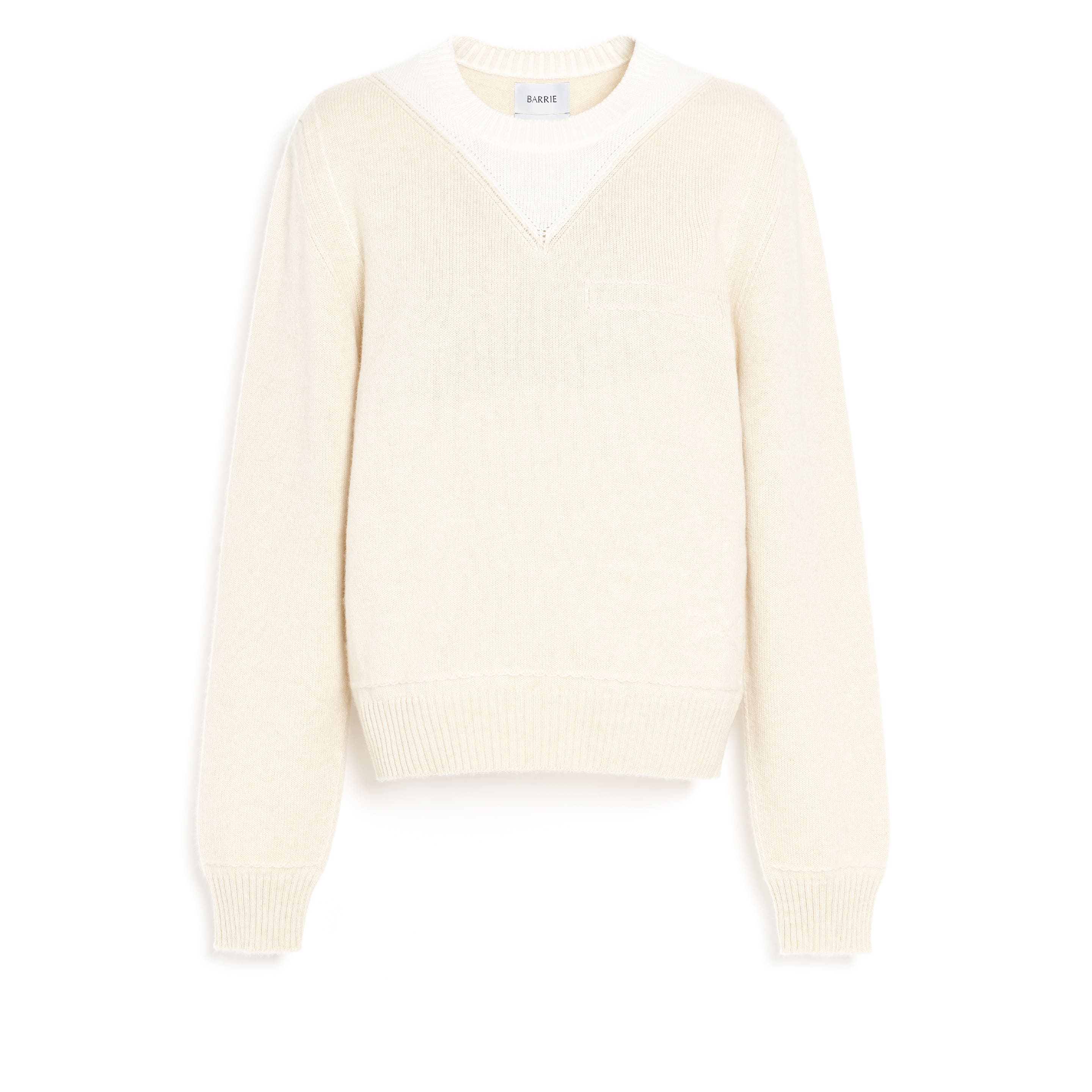 Pull en cachemire à col rond avec détails surpiqués