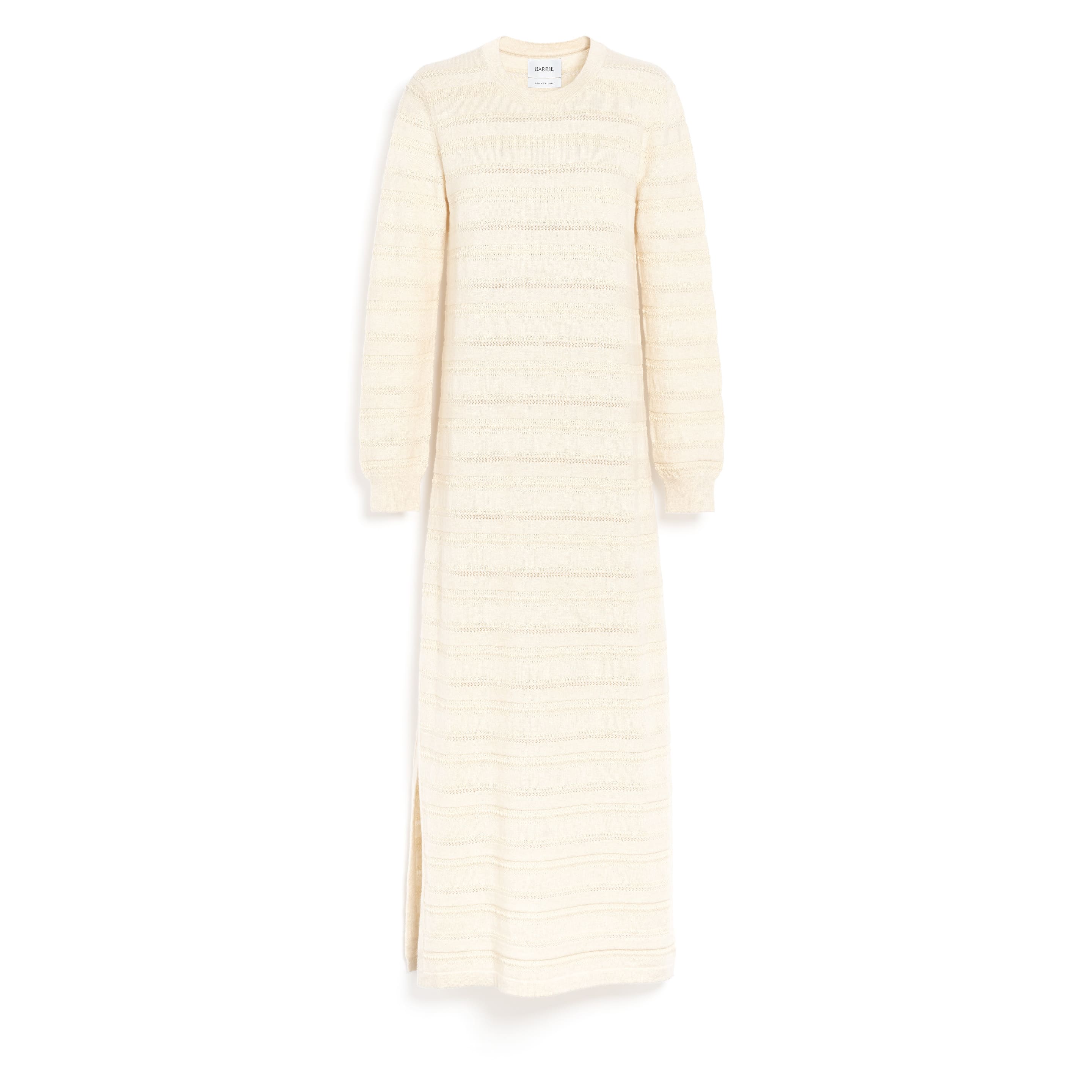 Robe longue en cachemire et coton à rayures dentelle