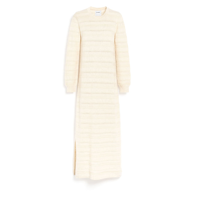 Robe longue en cachemire et coton à rayures dentelle | Barrie - Barrie