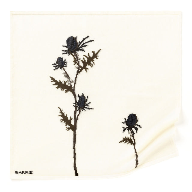 Cashmere scarf with embossed thistle motif  | Barrie - Barrie