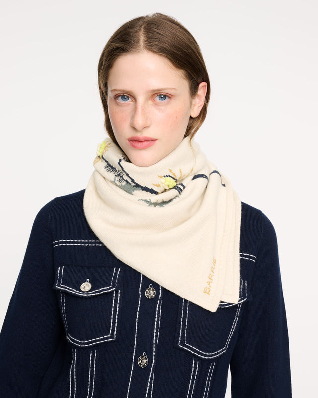 Cashmere scarf with embossed thistle motif  | Barrie - Barrie