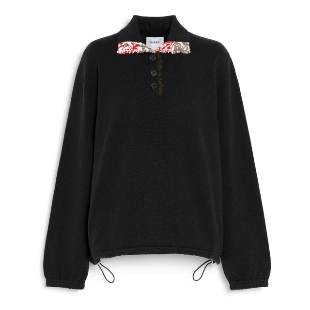 Oversized cashmere sweater with polo shirt collar and ribbon detail | Barrie - Barrie