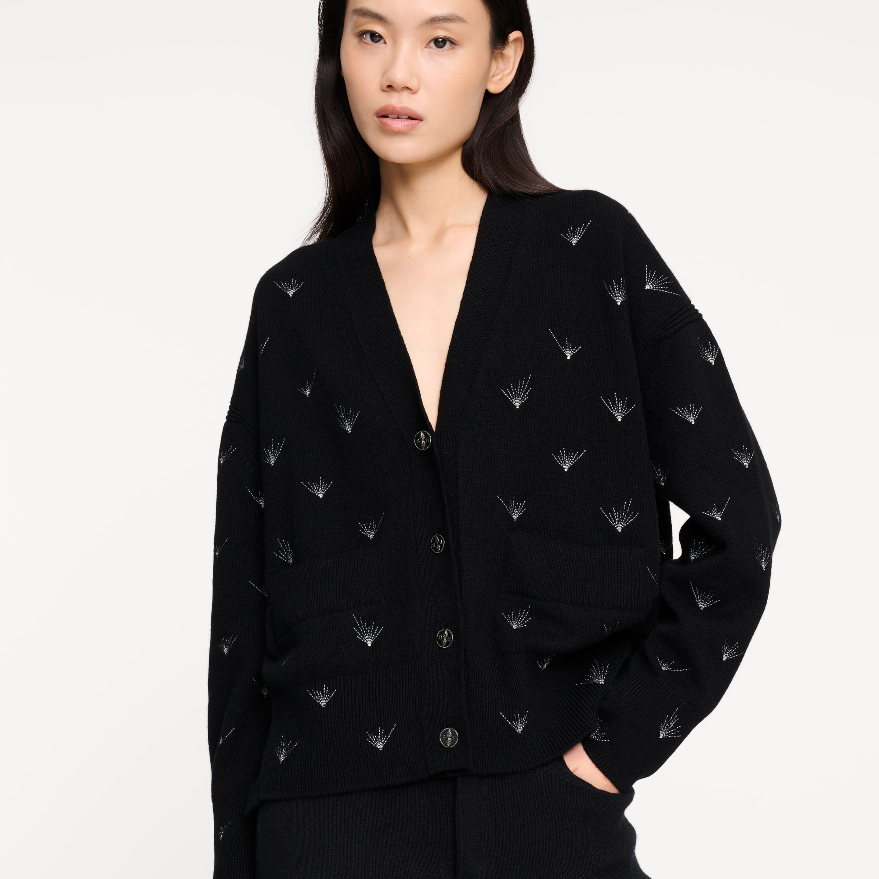 Cardigan iconique en cachemire à broderie scintillante