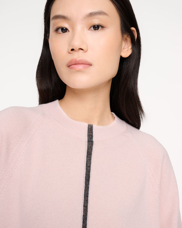 Cashmere round-neck sweater with graphic line | Barrie - Barrie